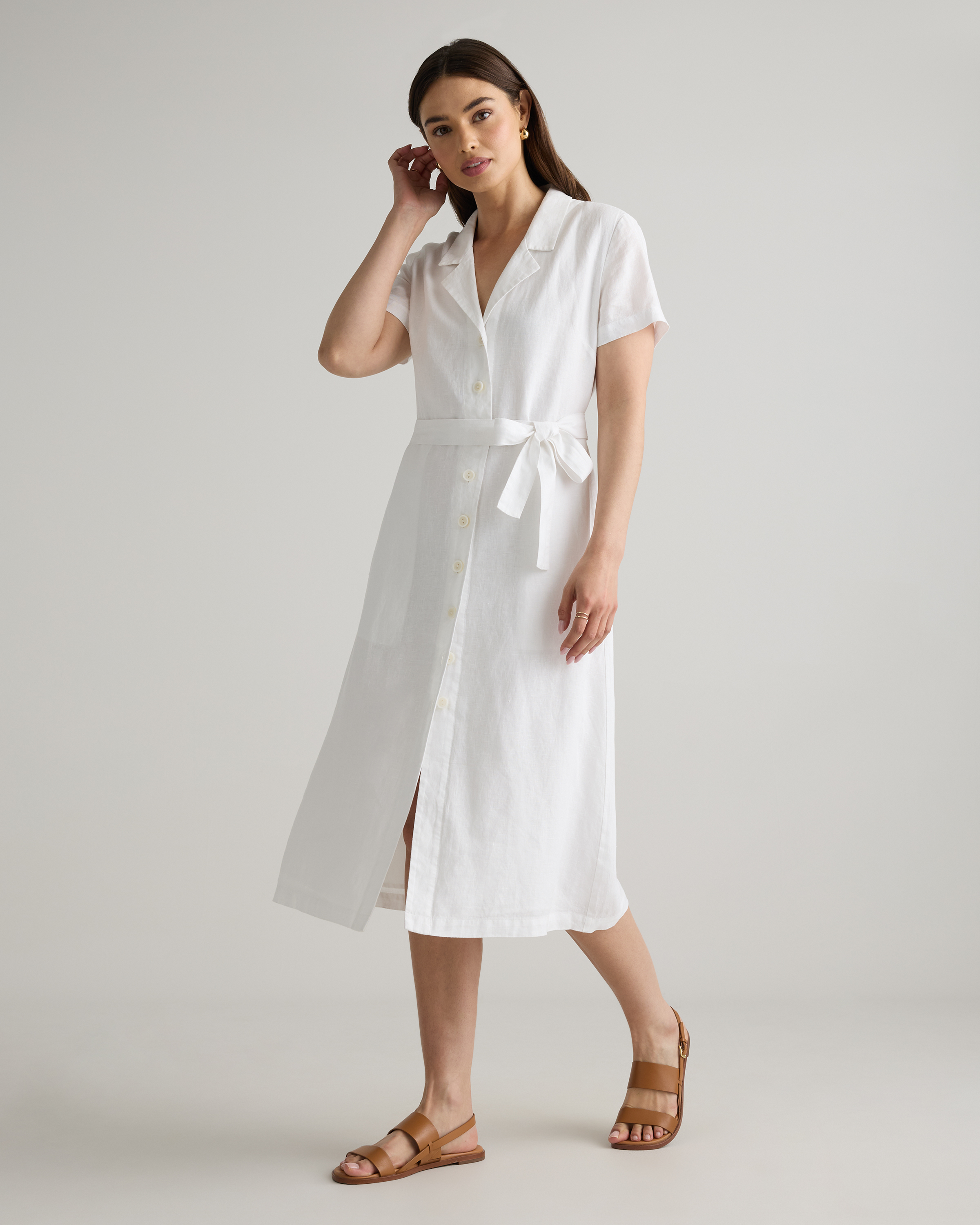 100% European Linen Button Front Dress — Image 37