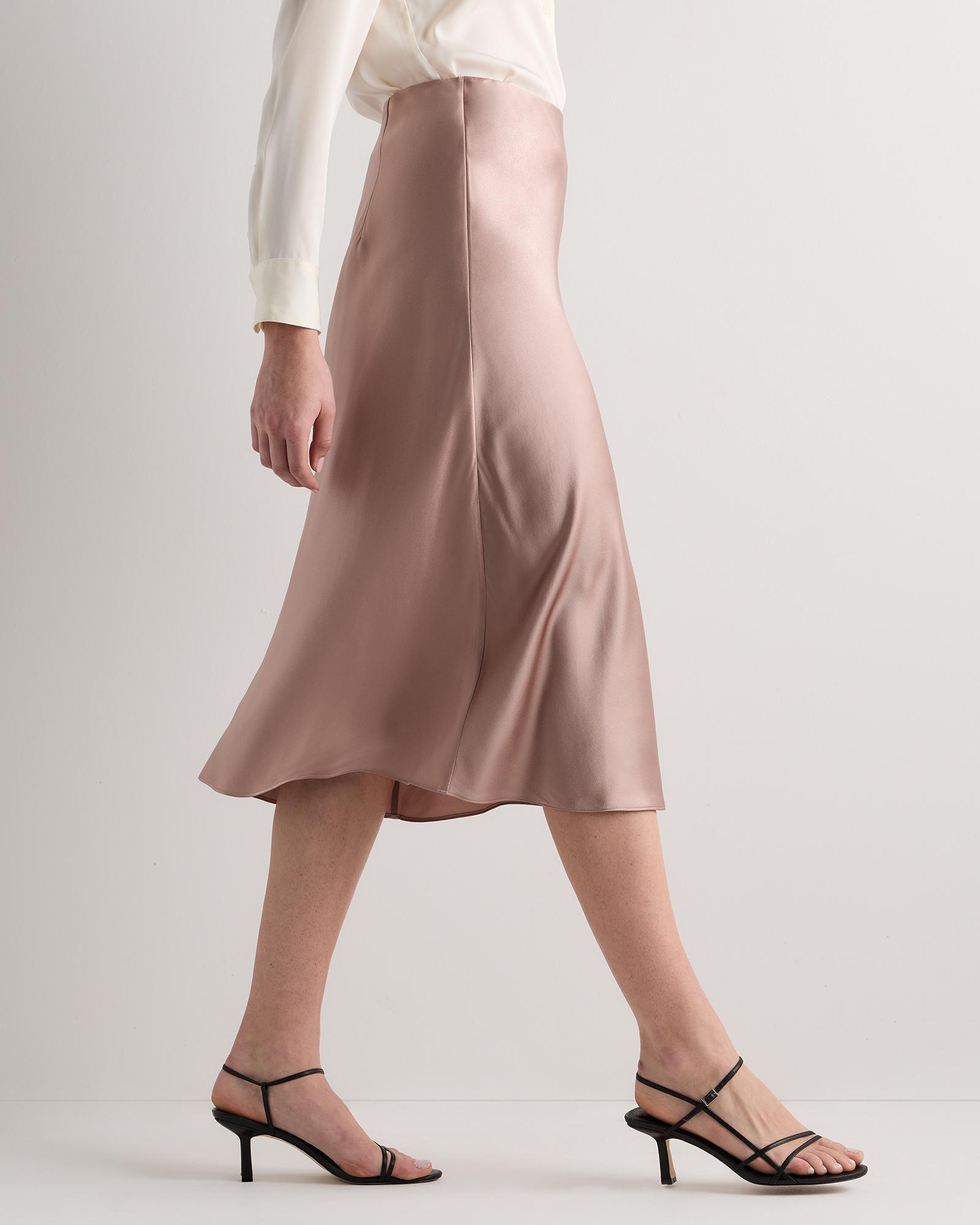 forest-green 100% Washable Silk Skirt — Image 85