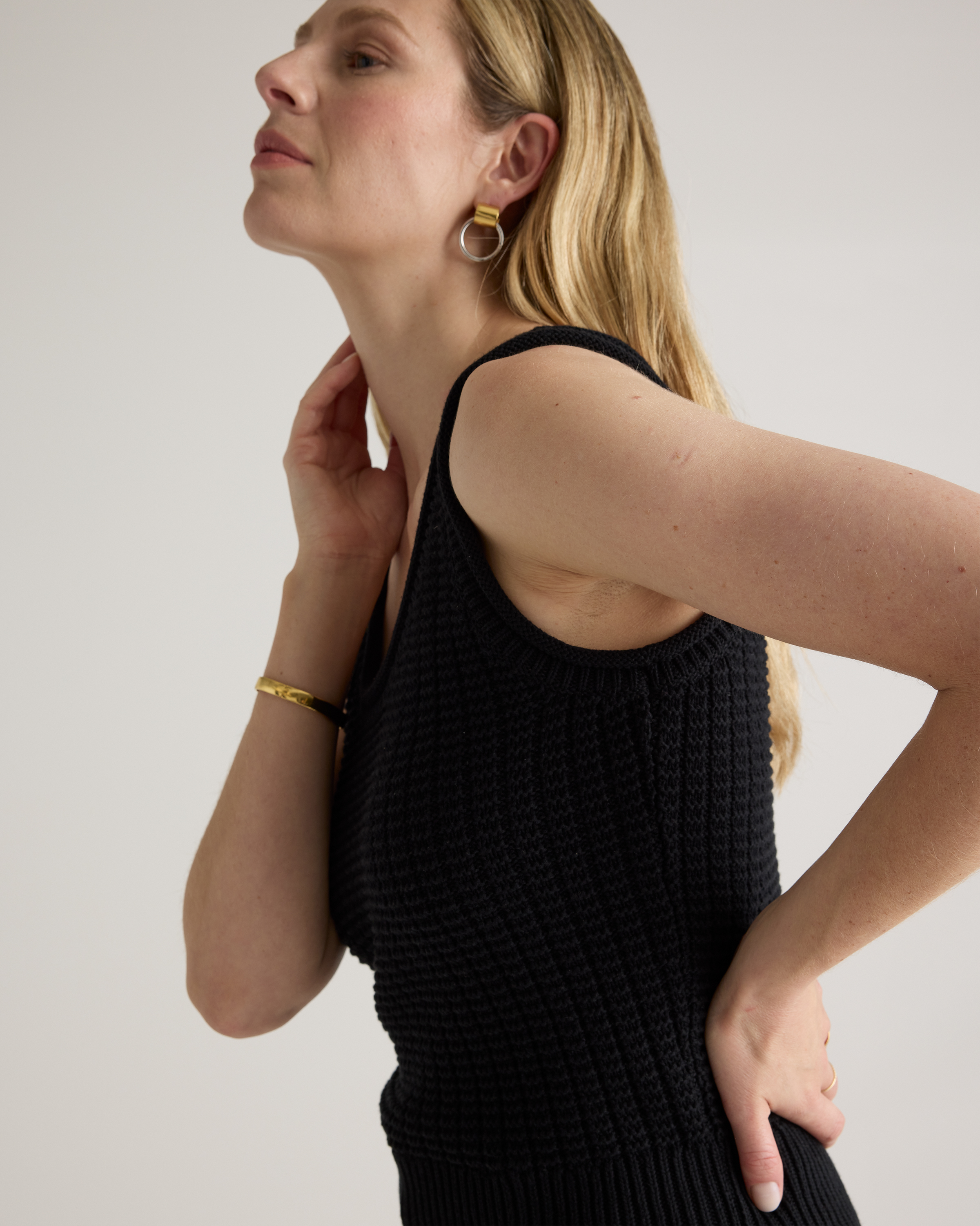 100% Organic Cotton Waffle Cropped Sweater Tank — Image 14