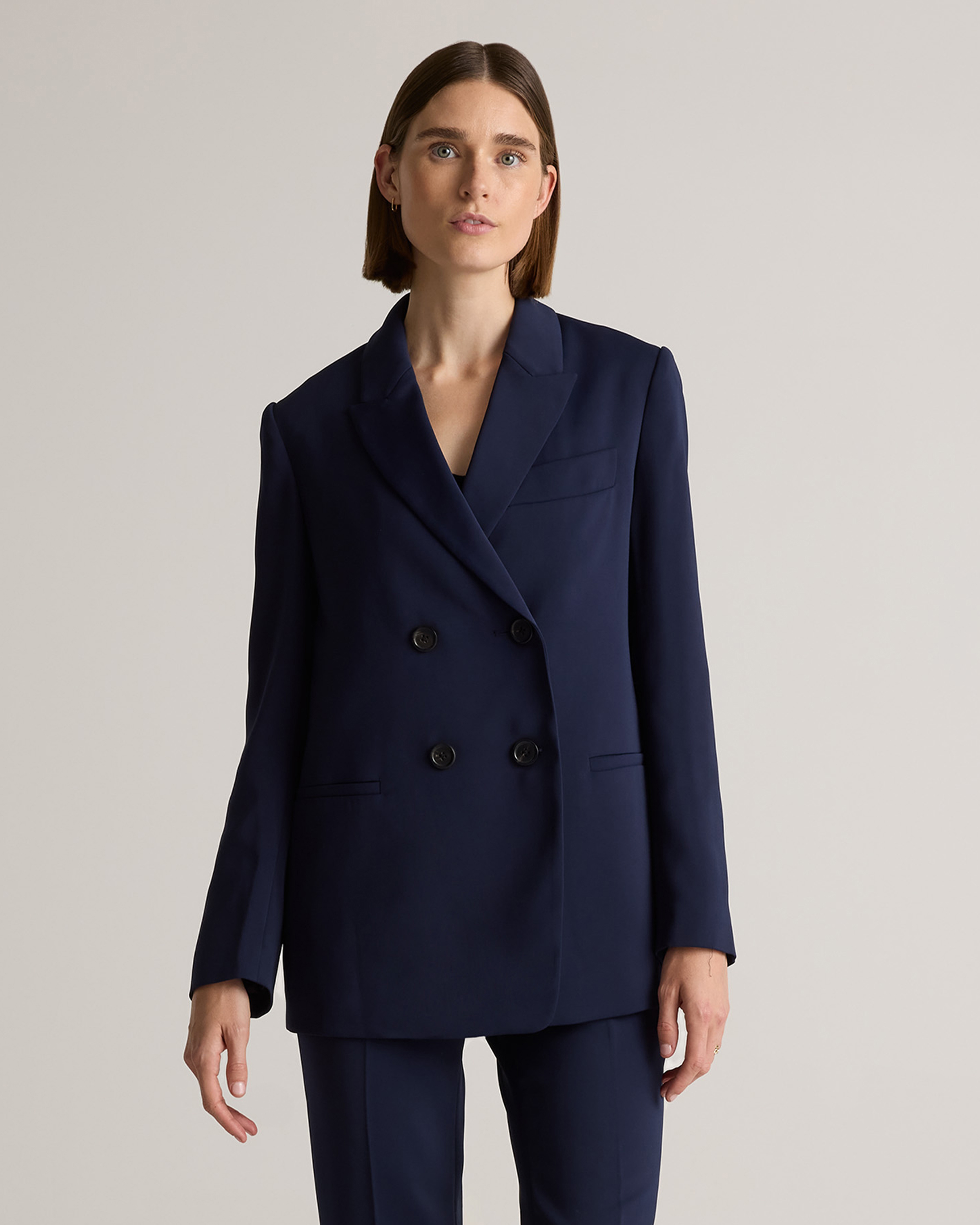 Stretch Crepe Relaxed Double-Breasted Blazer — Image 39
