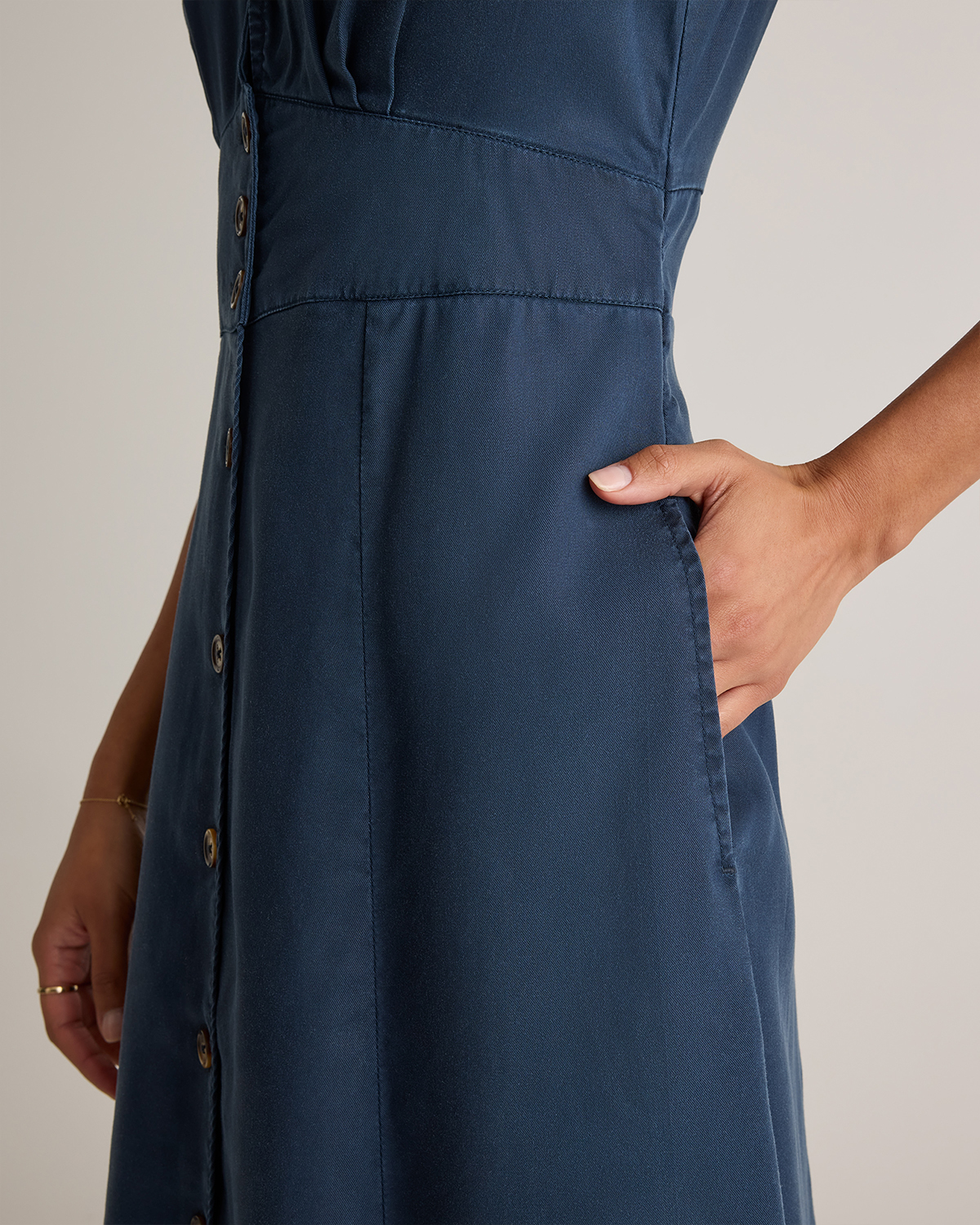 Vintage Wash Tencel Button Front Midi Dress — Image 9