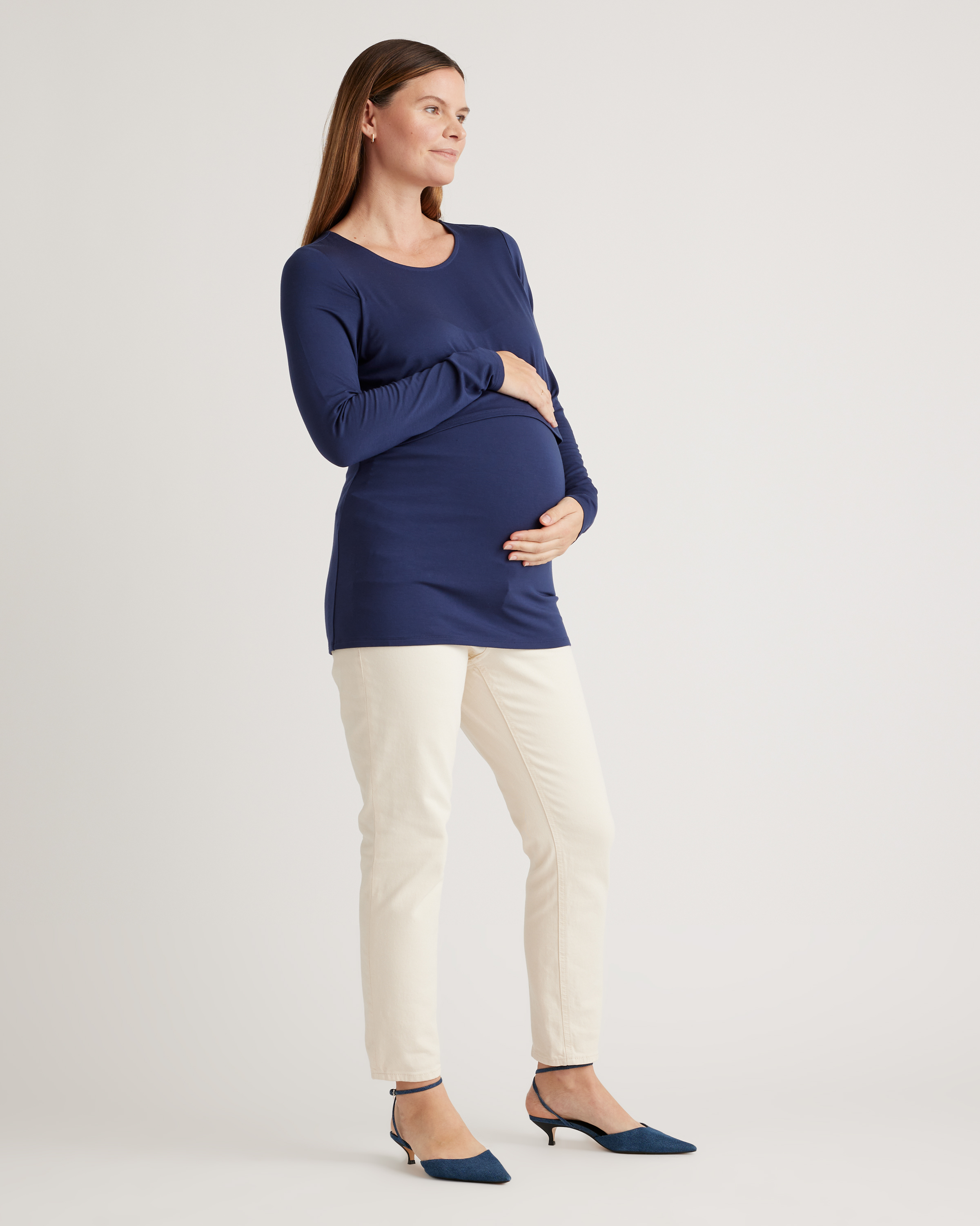 Tencel Jersey Maternity & Nursing Long Sleeve Relaxed Fit Tee 2-Pack — Image 16
