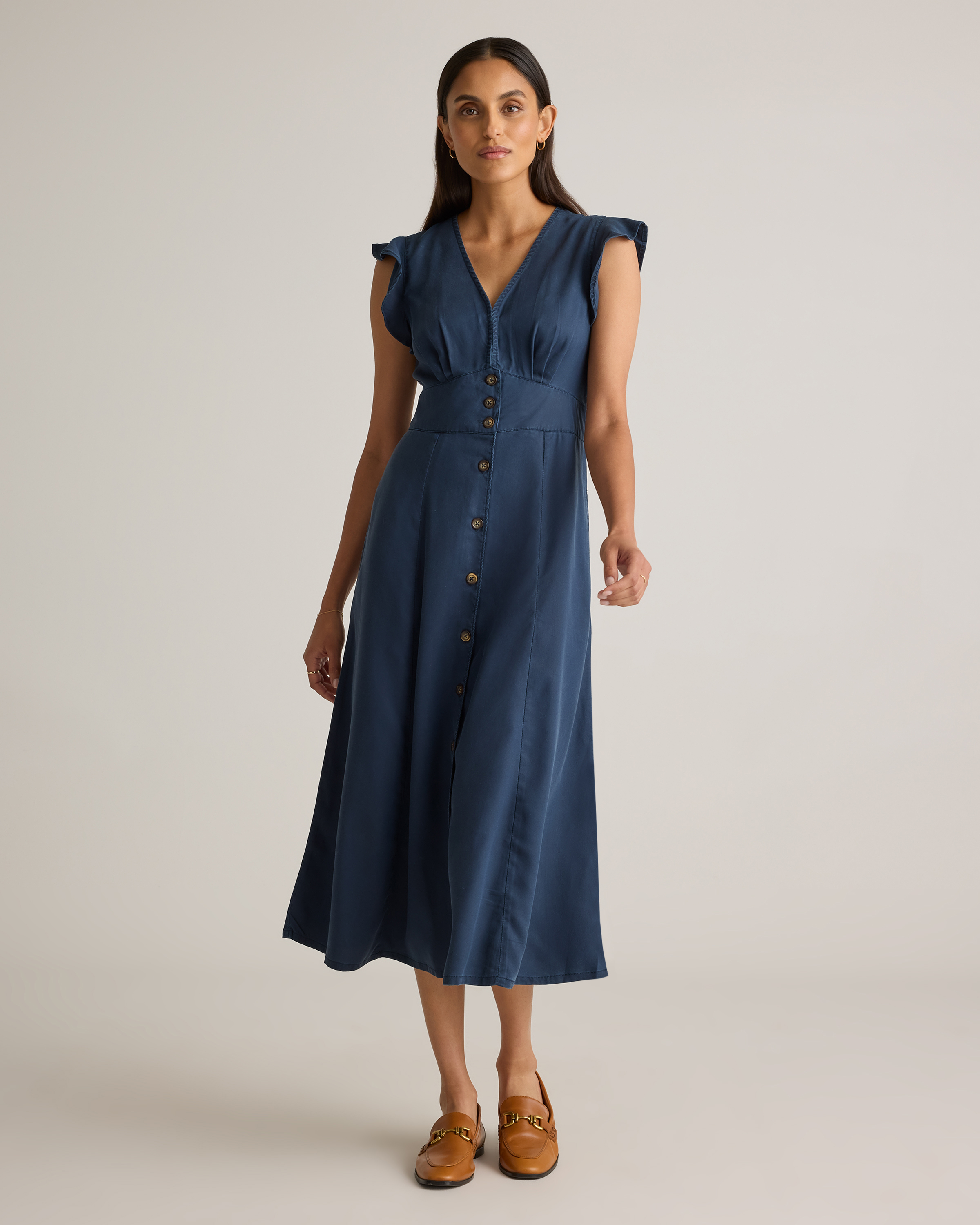 Vintage Wash Tencel Button Front Midi Dress — Image 5