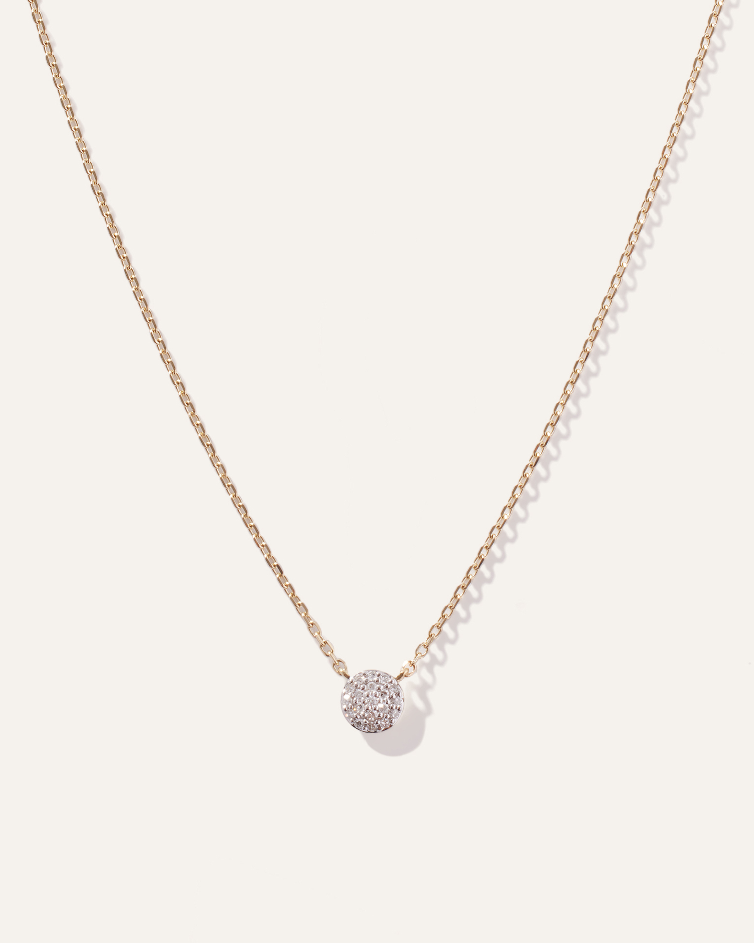14K Gold Diamond Pave Disc Necklace — Image 3