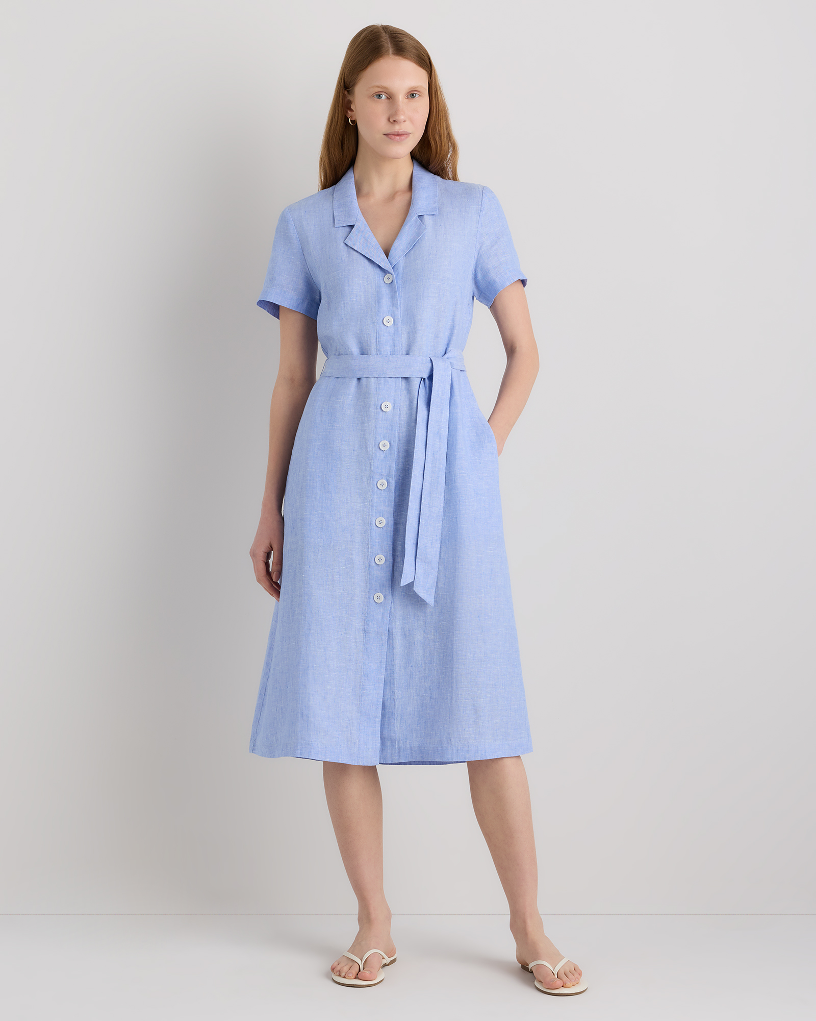 100% European Linen Button Front Dress — Image 72