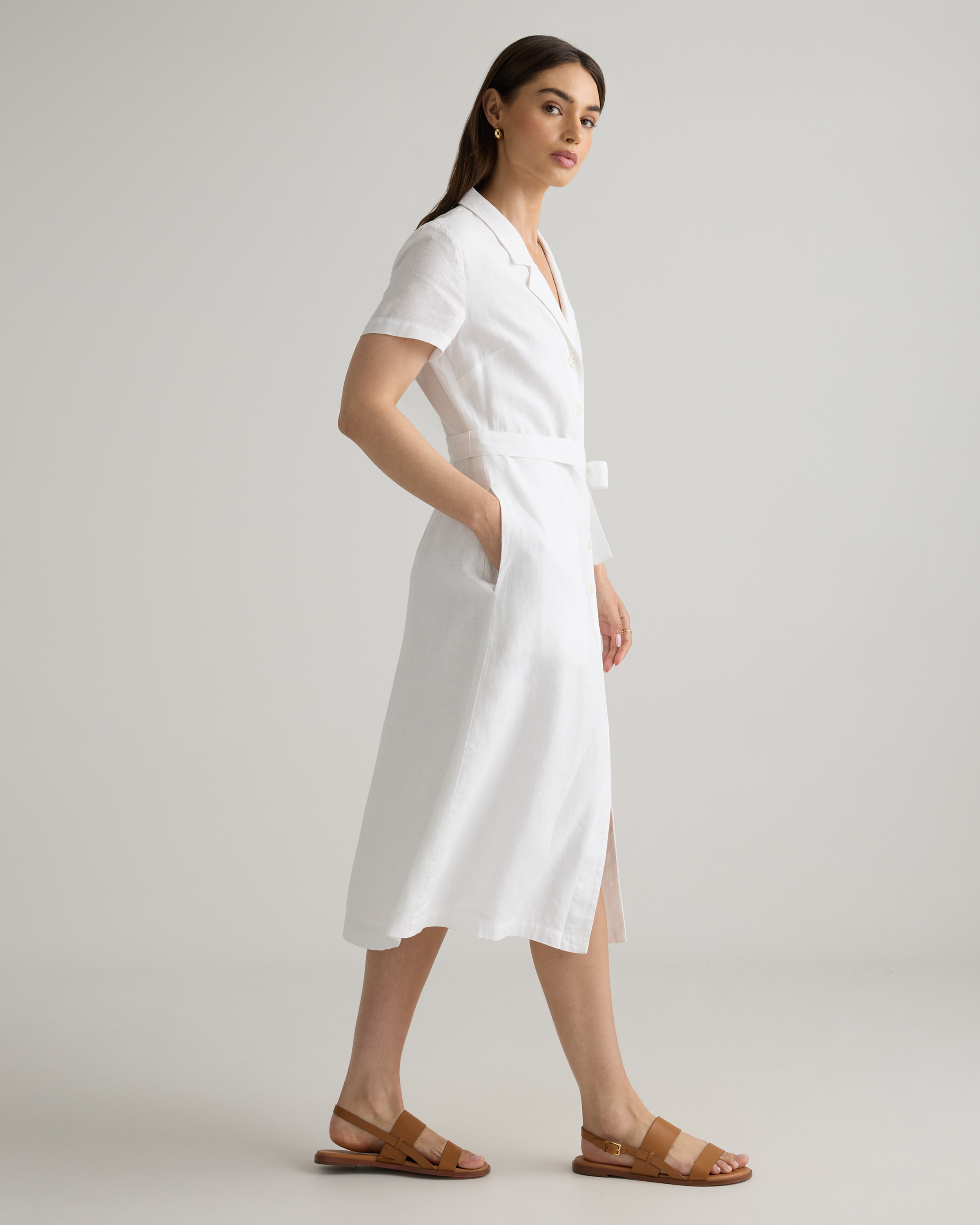 100% European Linen Button Front Dress — Image 41