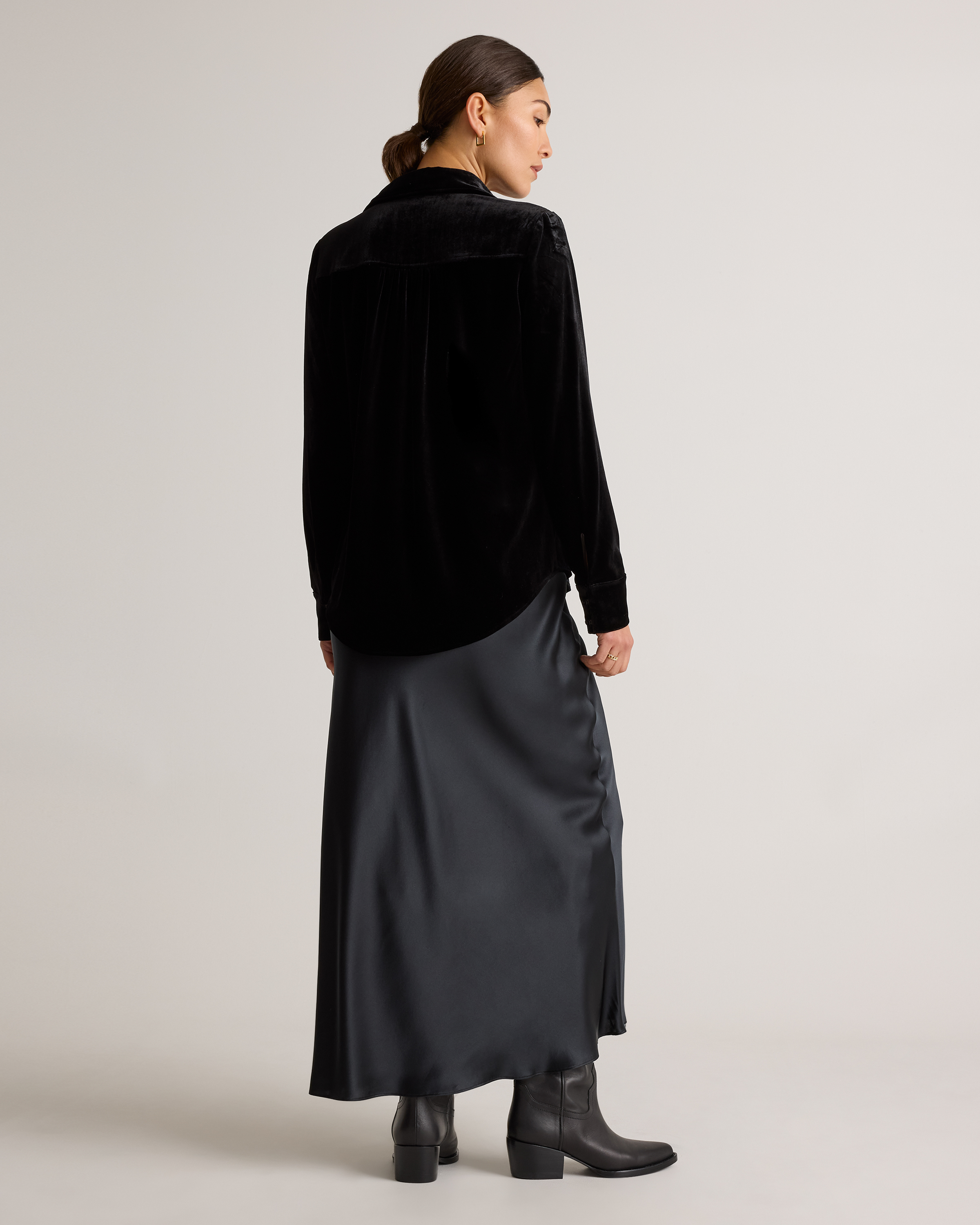 Stretch Silk Velvet Long Sleeve Shirt — Image 23