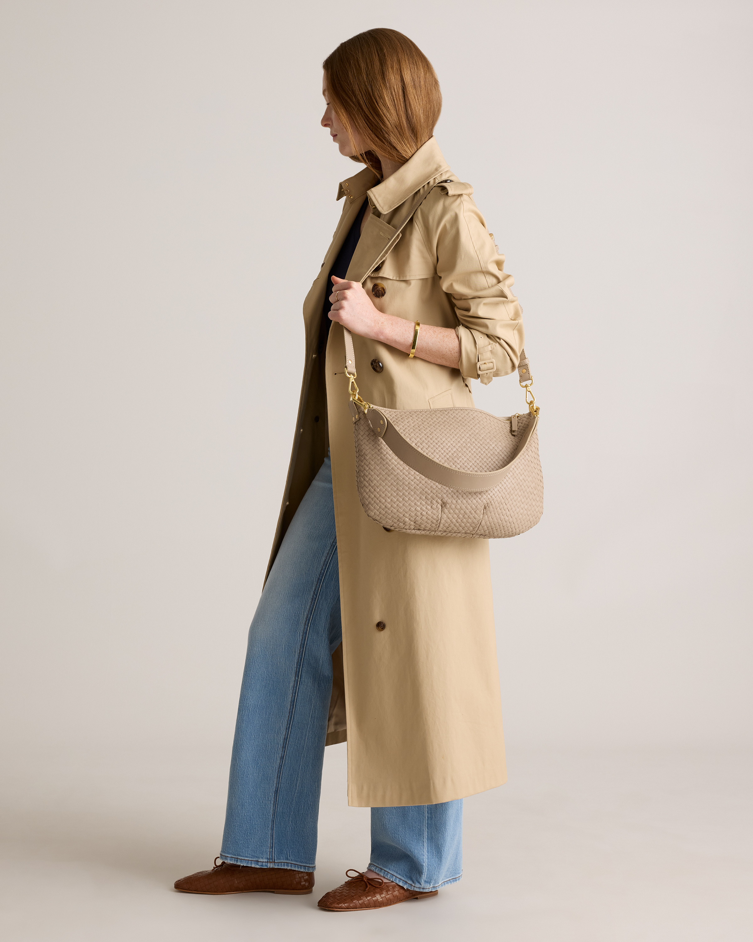 Italian Leather Convertible Crescent Handwoven Shoulder Bag — Image 19