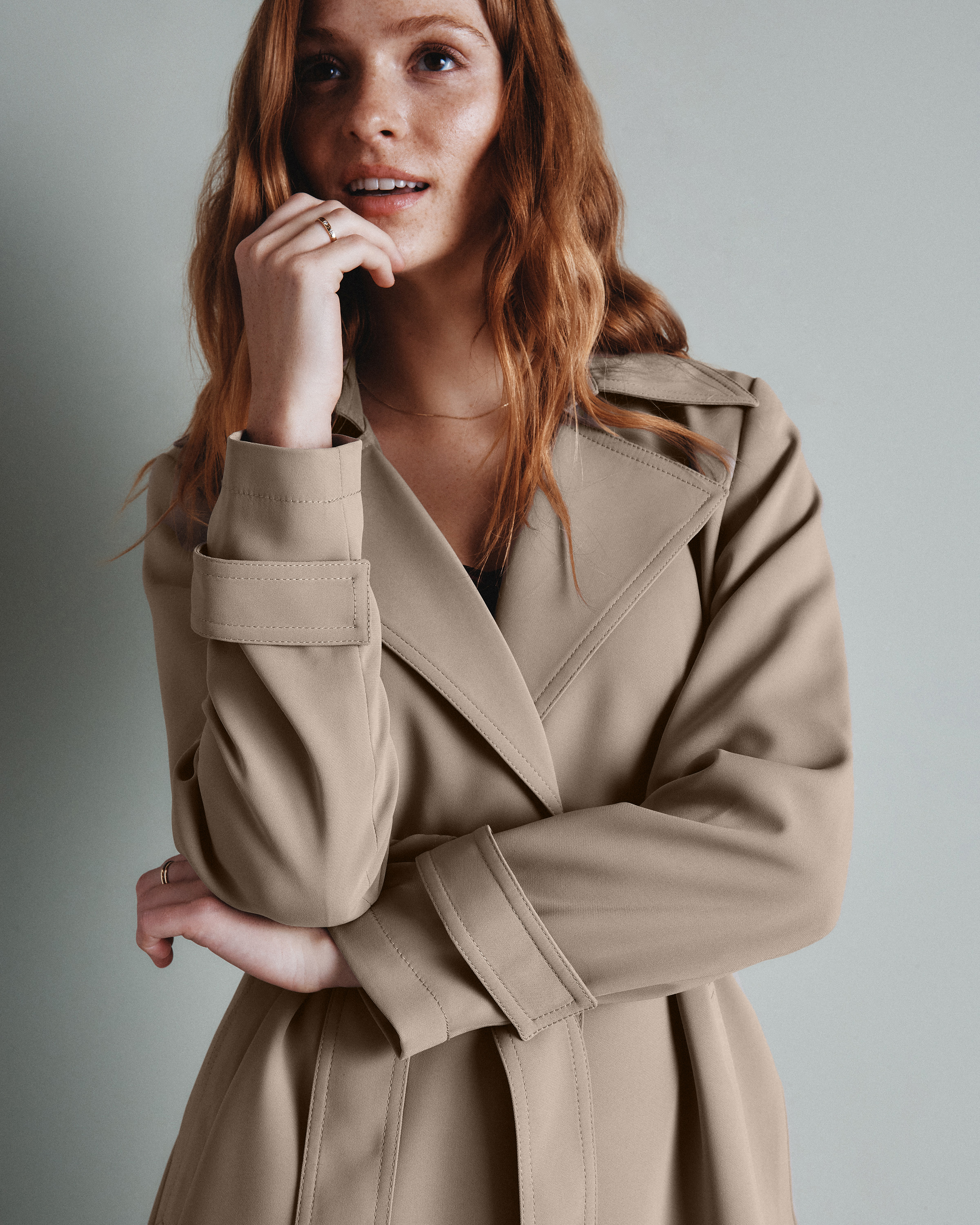 Stretch Crepe Trench Coat — Image 3