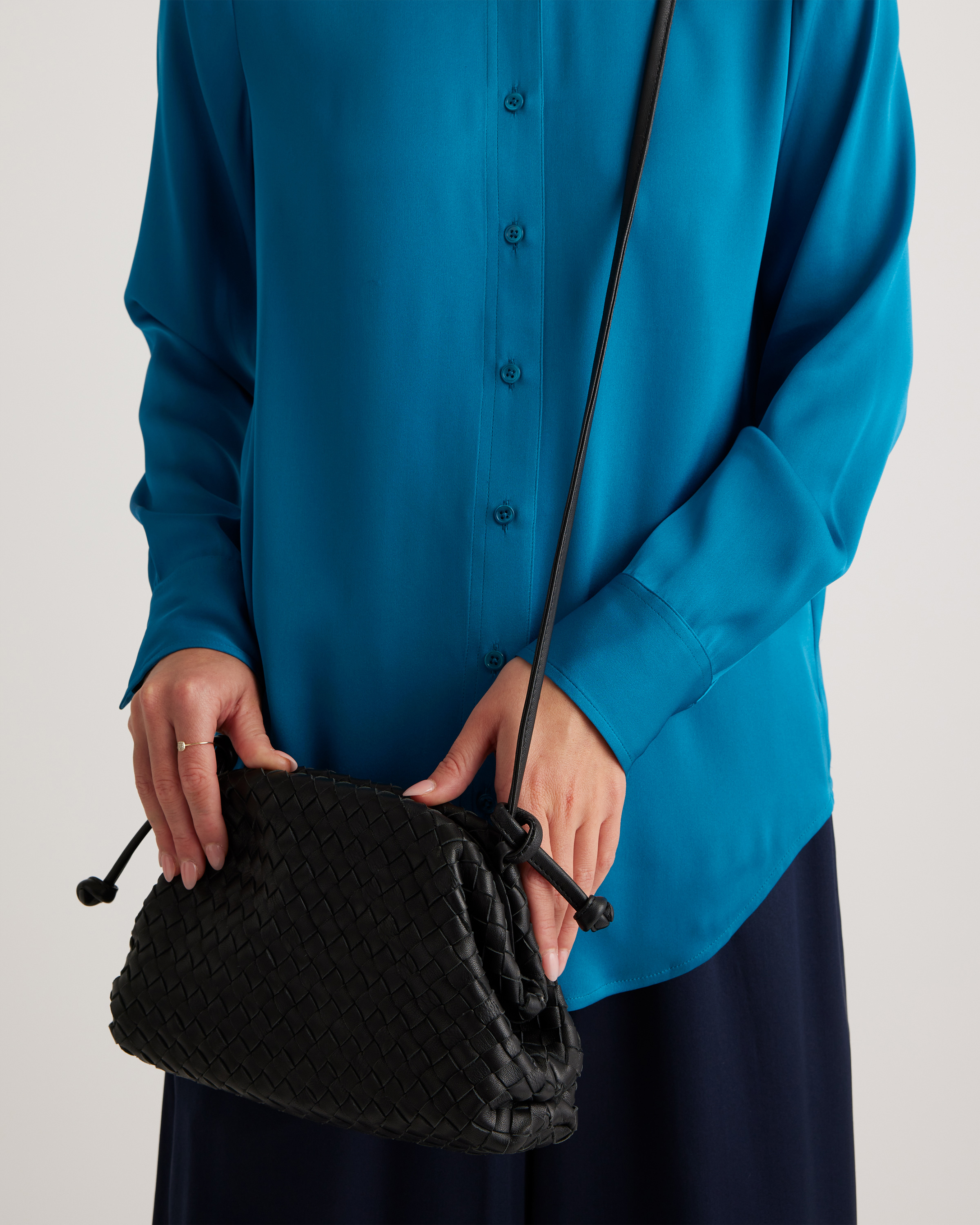 Italian Leather Handwoven Pouch Crossbody Clutch — Image 3