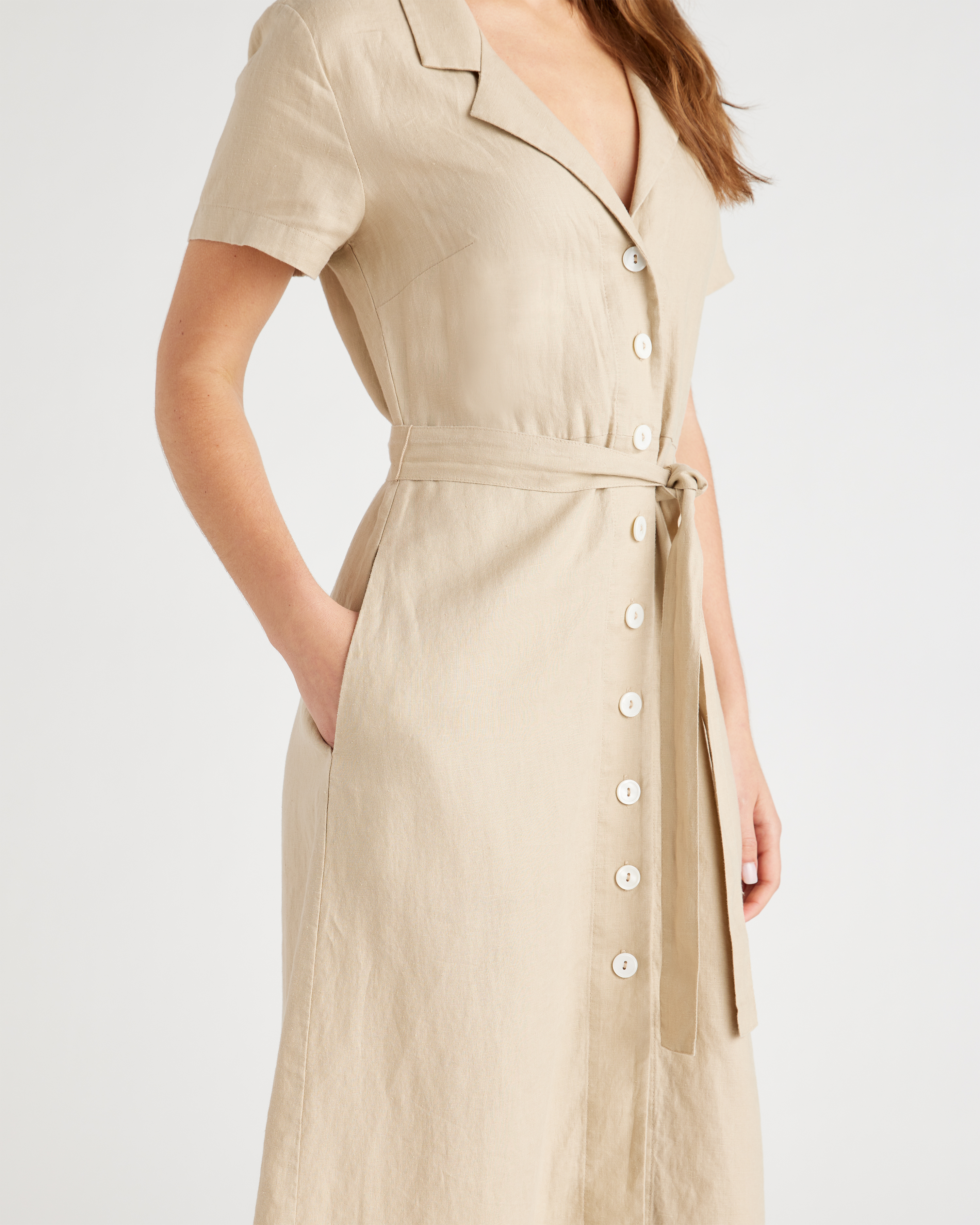 100% European Linen Button Front Dress — Image 3
