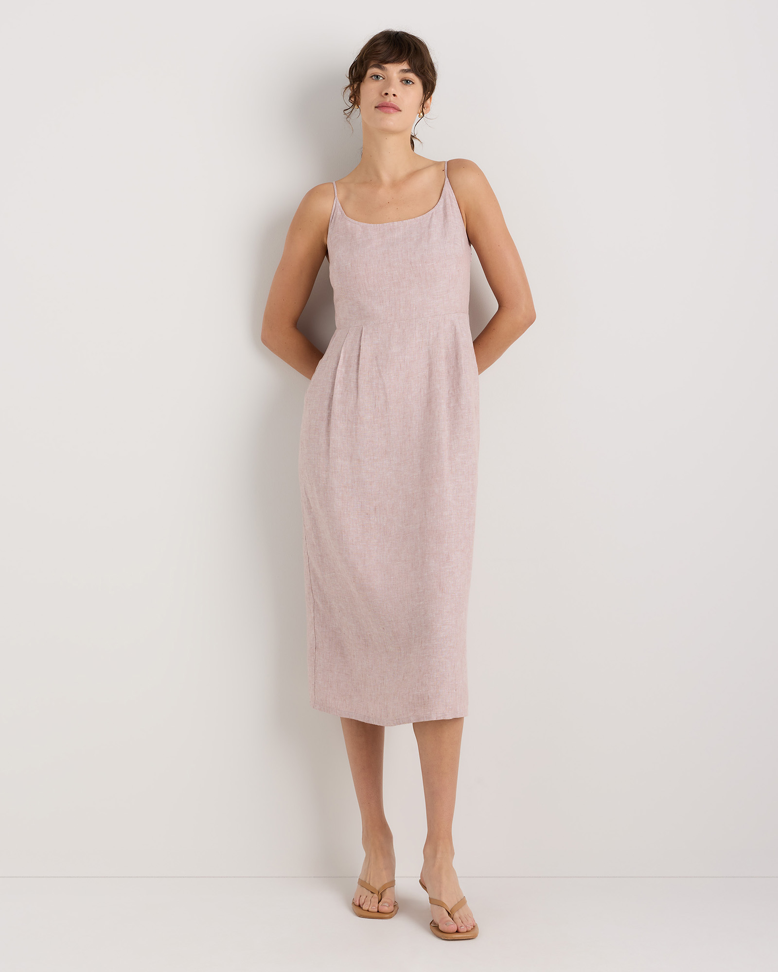 100% European Linen Scoop Neck Midi Dress — Image 62