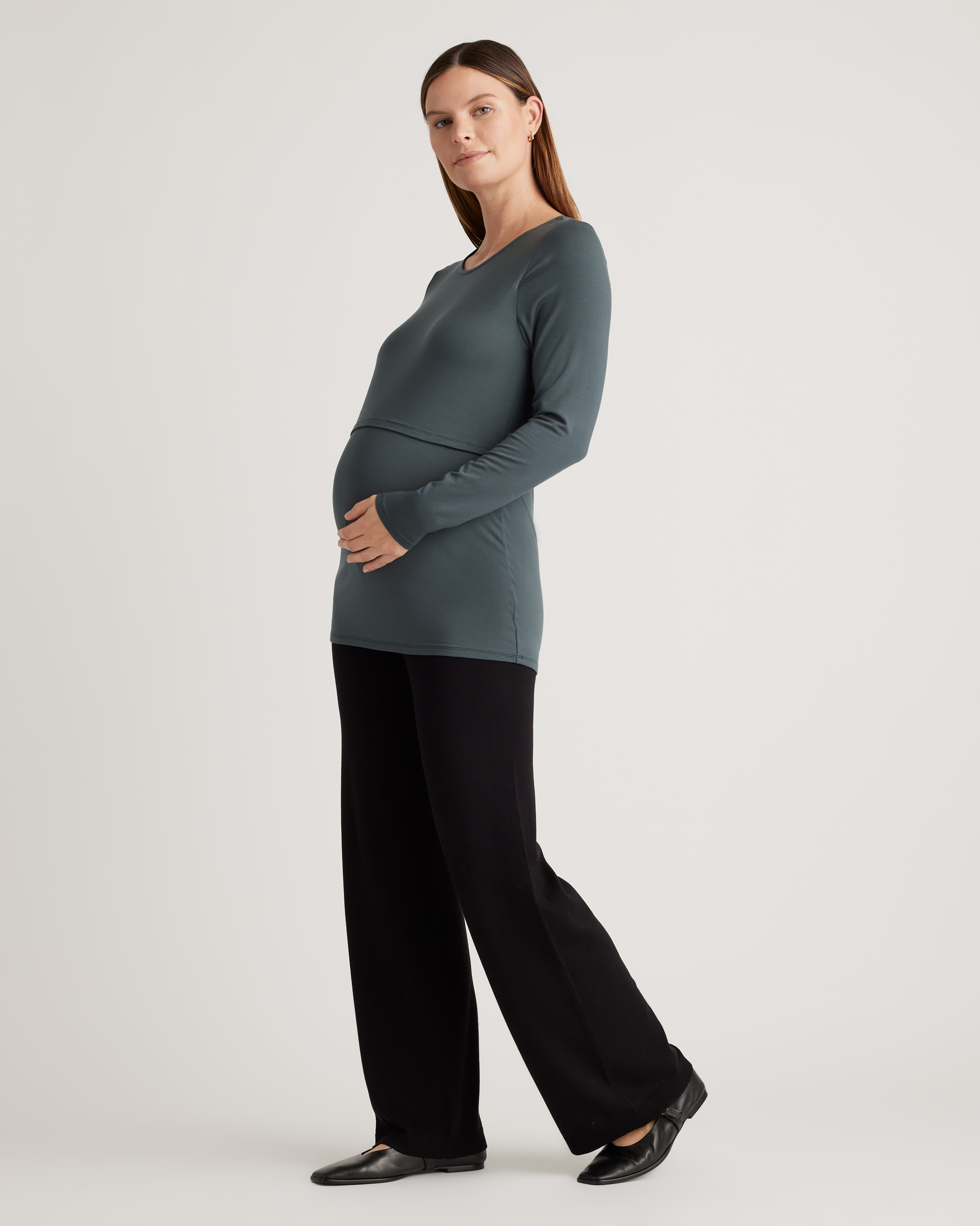 Tencel Jersey Maternity & Nursing Long Sleeve Relaxed Fit Tee 2-Pack — Image 20