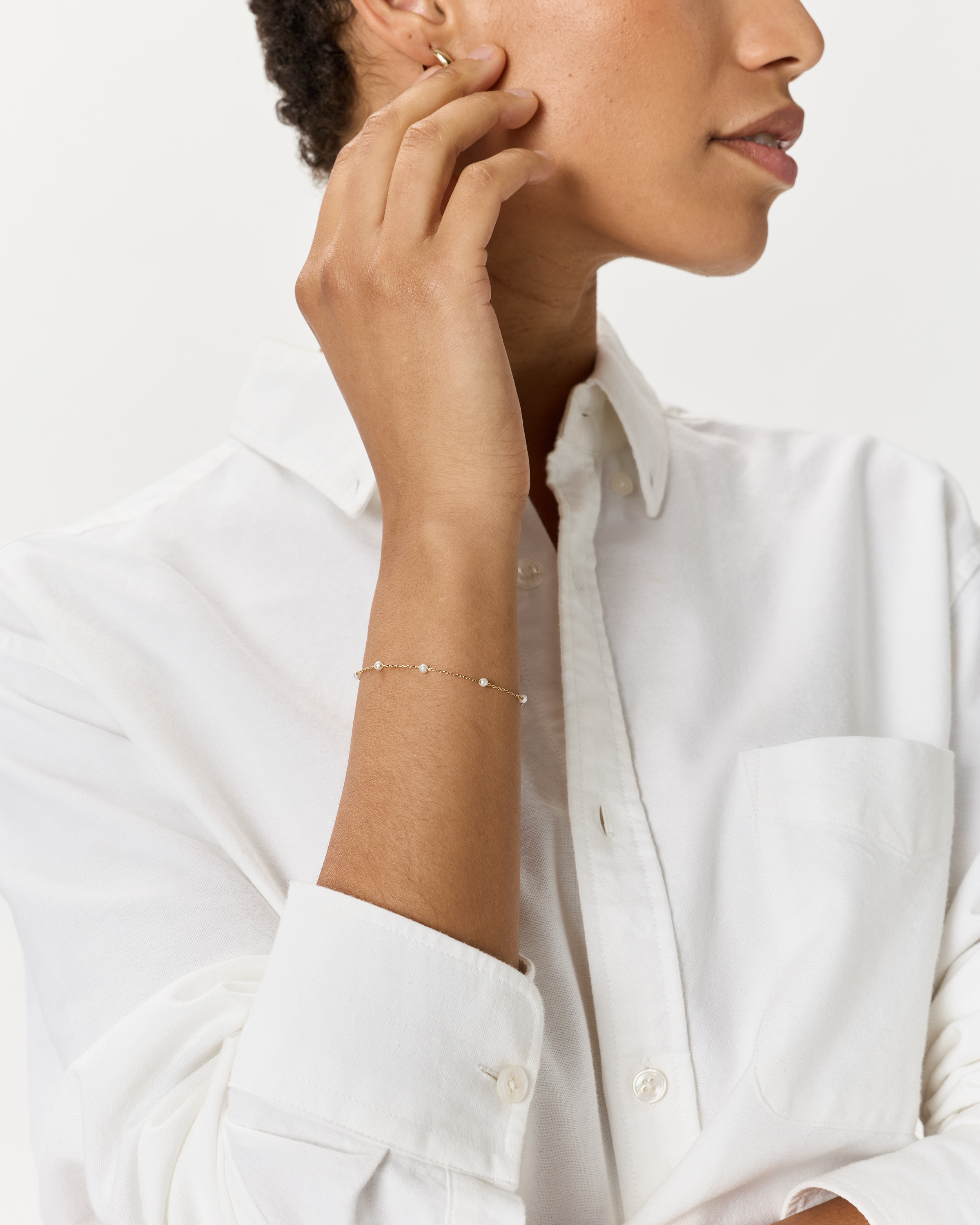 14K Gold Gemstone Station Stackable Bracelet — Image 3