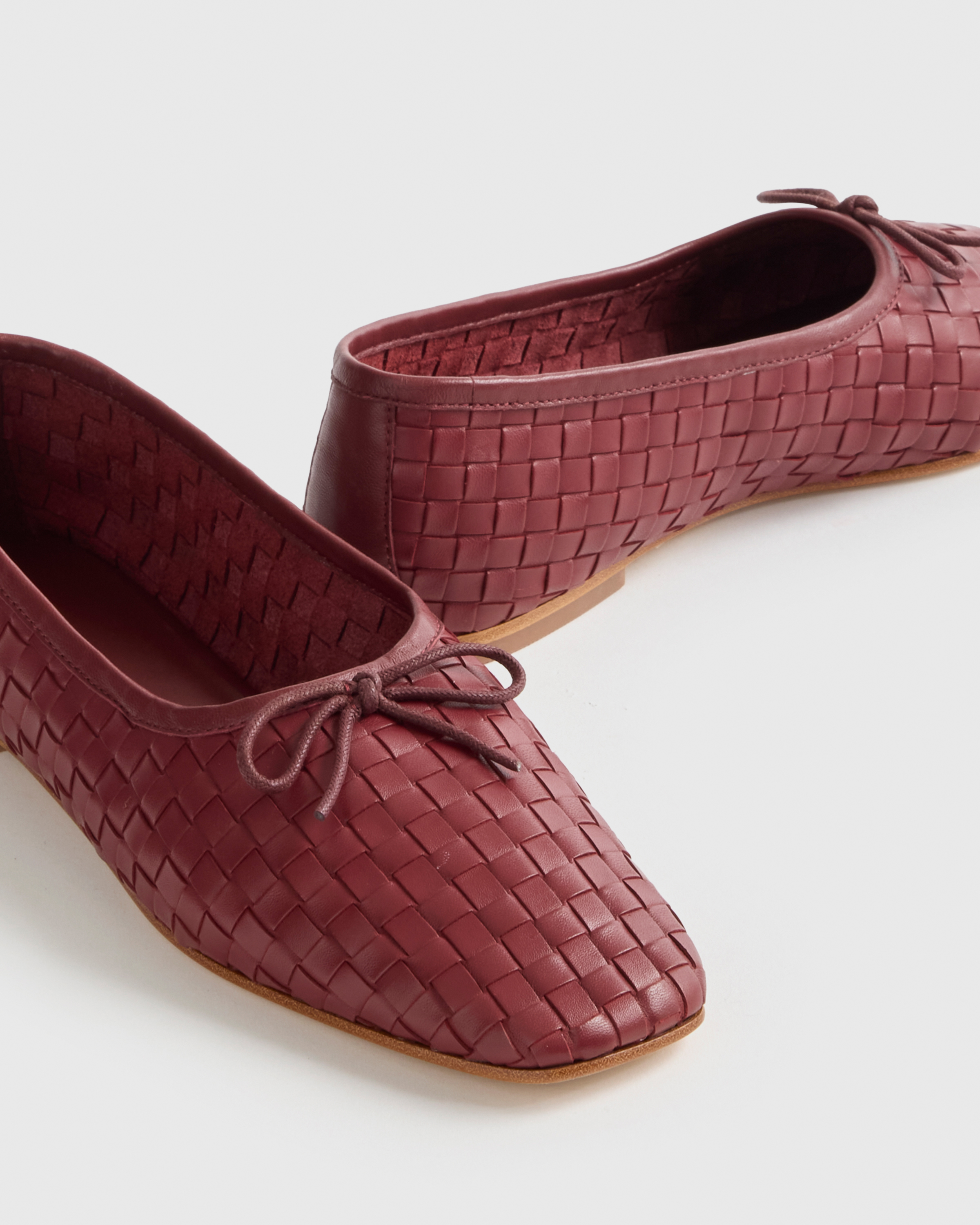 Italian Leather Handwoven Square Toe Ballet Flat — Image 6