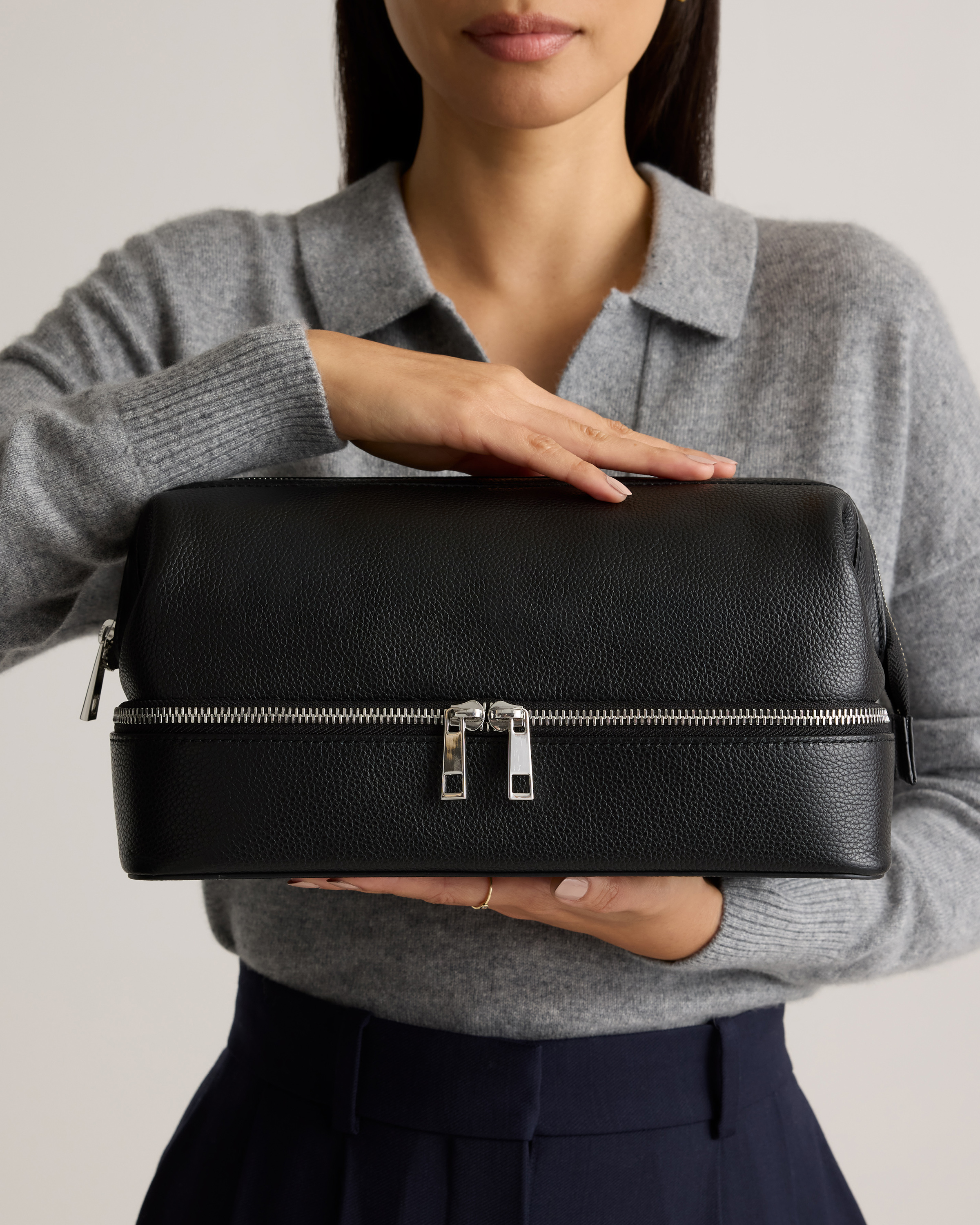 Italian Leather Dual Compartment Toiletry Bag — Image 8