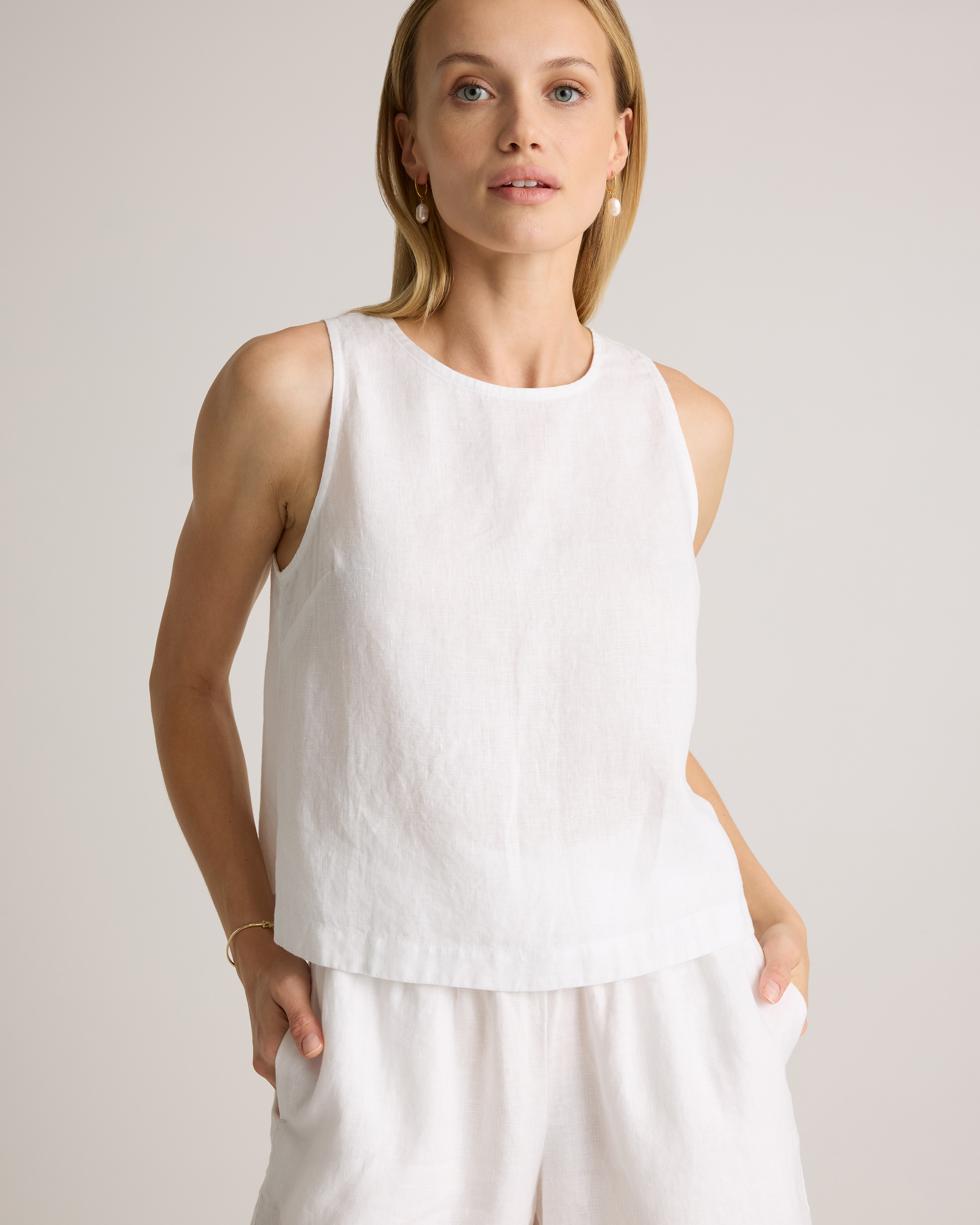 100% European Linen Cropped Tank — Image 17