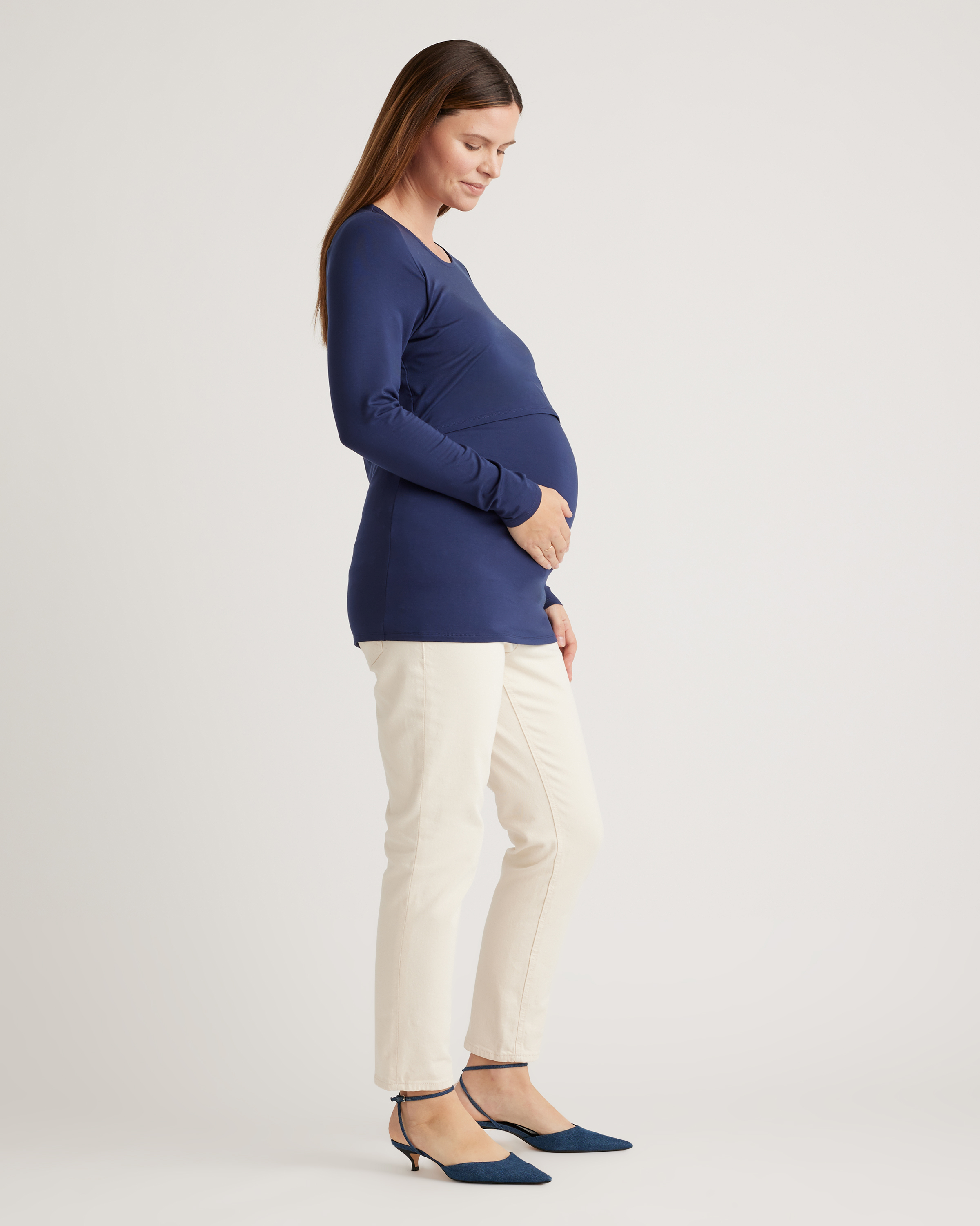 Tencel Jersey Maternity & Nursing Long Sleeve Relaxed Fit Tee 2-Pack — Image 19