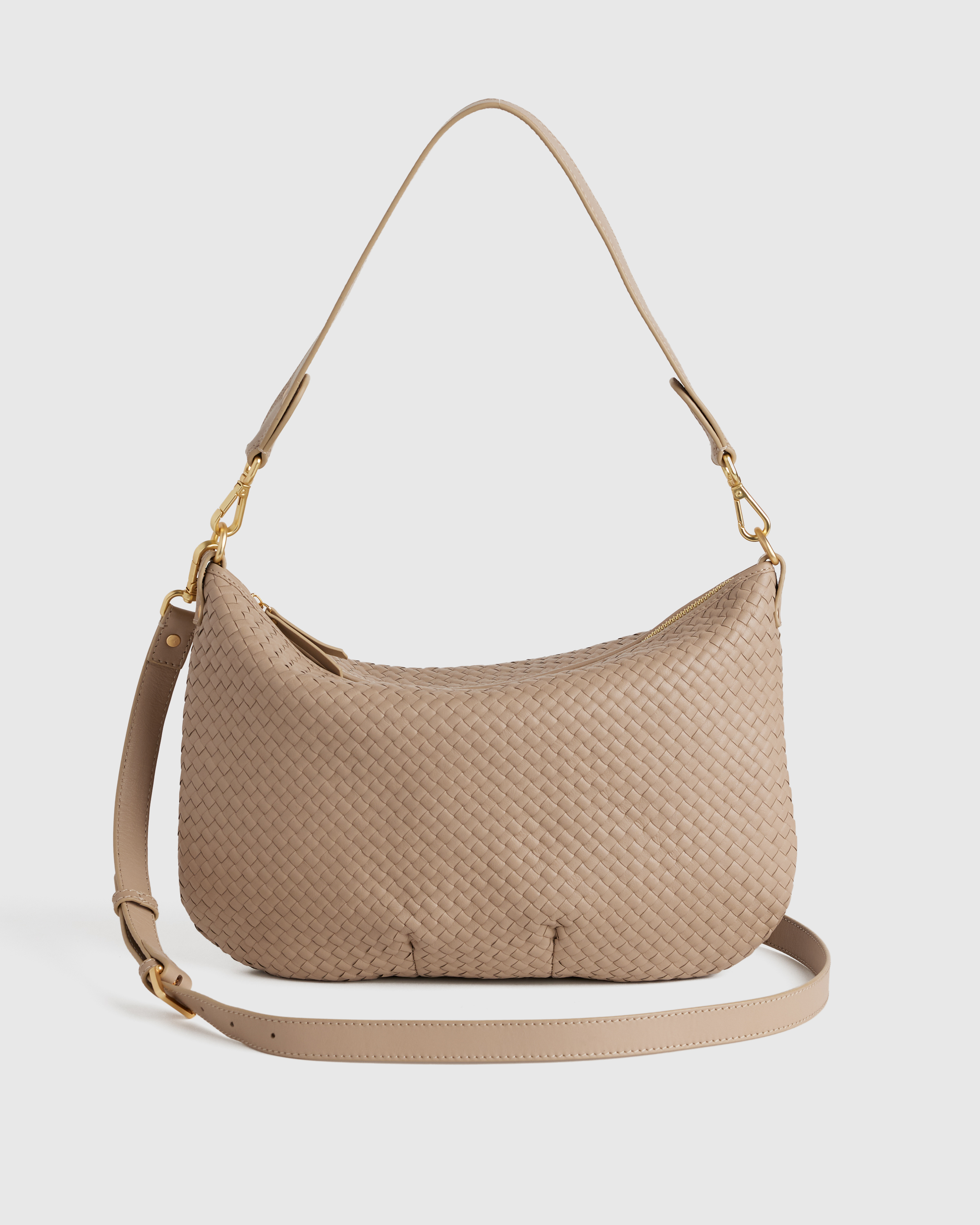 Italian Leather Convertible Crescent Handwoven Shoulder Bag — Image 31