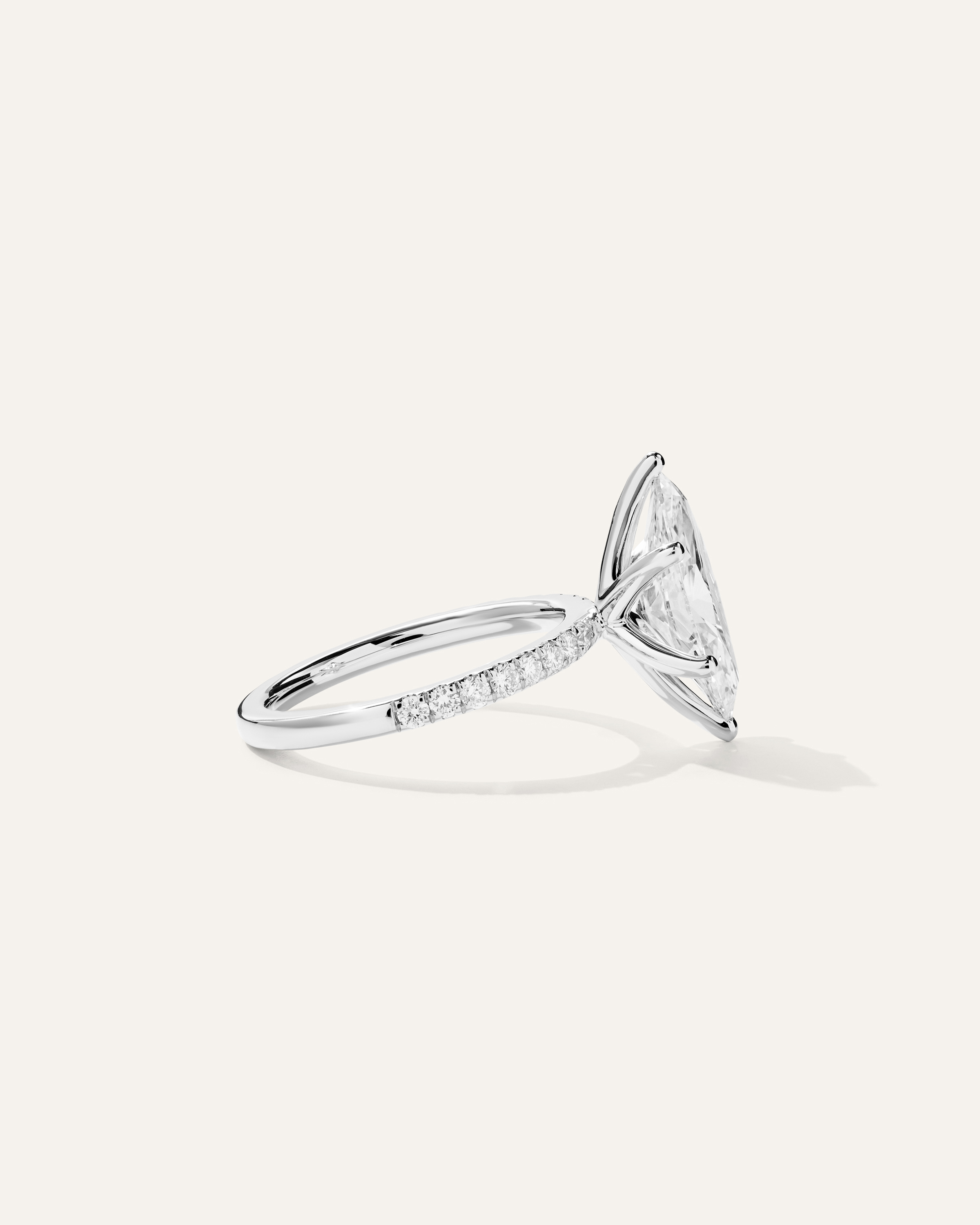 Lab Grown Diamond Marquise Petite Pave Engagement Ring - 3ct — Image 11