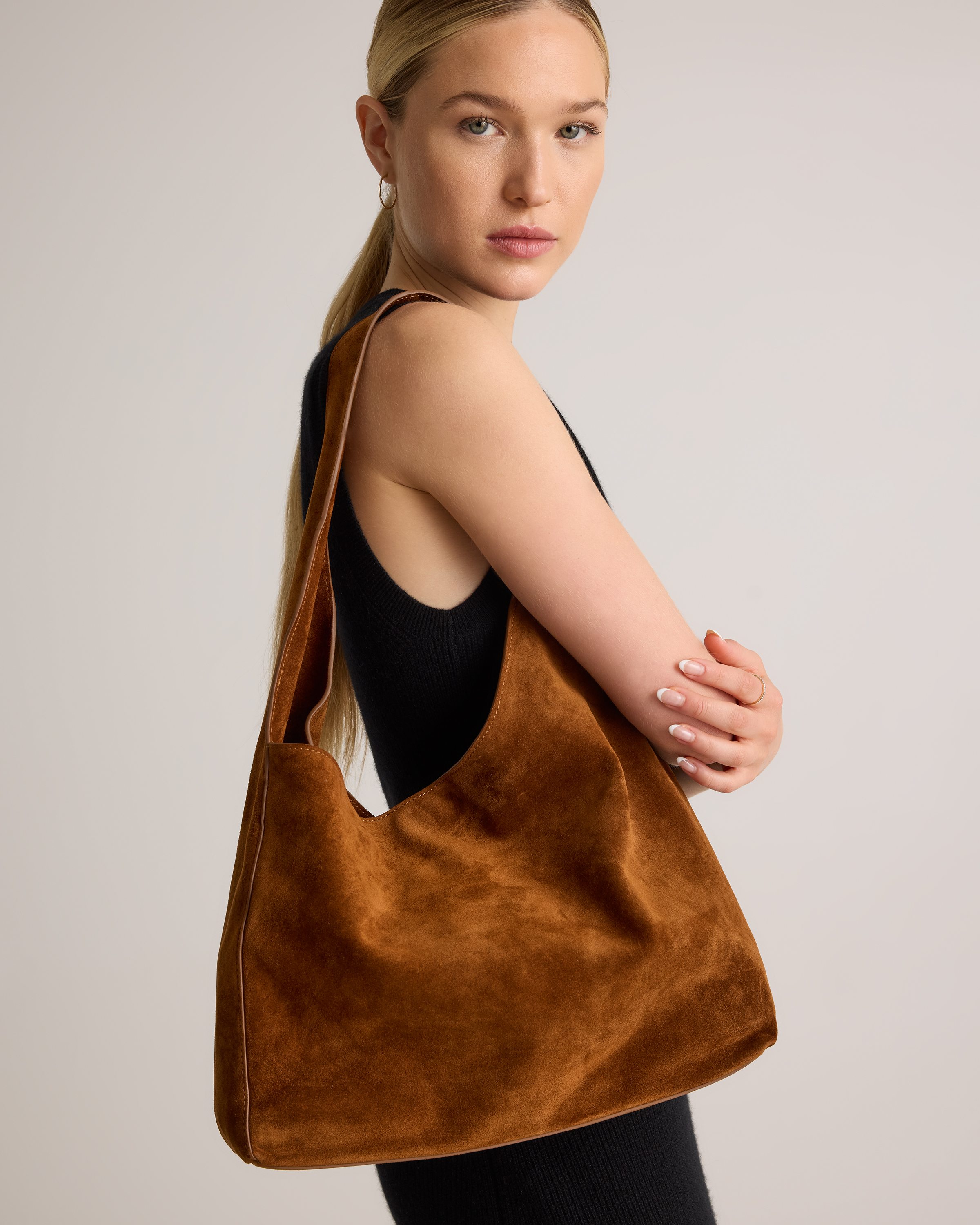 Italian Suede Slouchy Shoulder Bag — Image 9