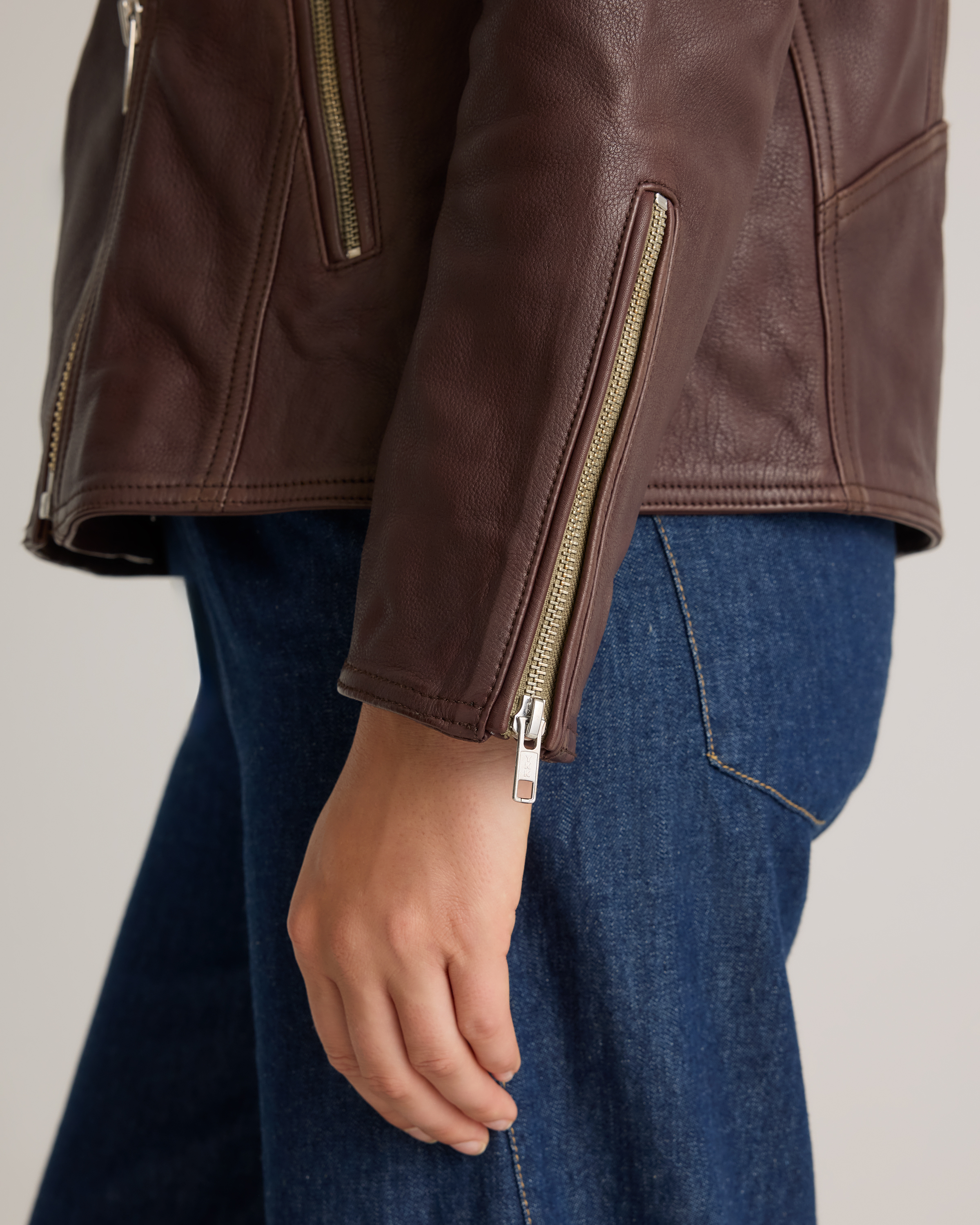 100% Leather Oversized Biker Jacket — Image 11