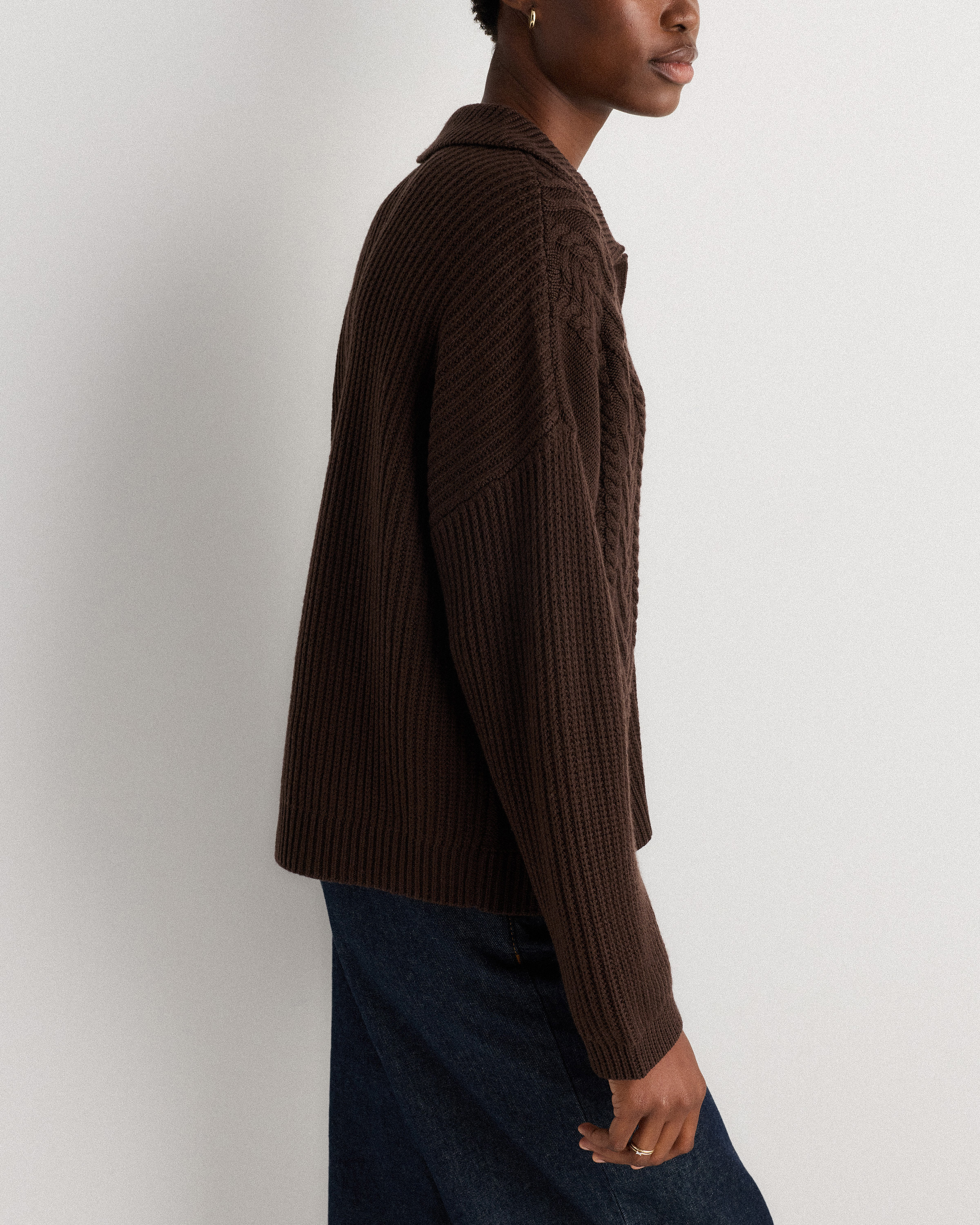 Australian Merino Wool Collared Cable Cardigan — Image 6