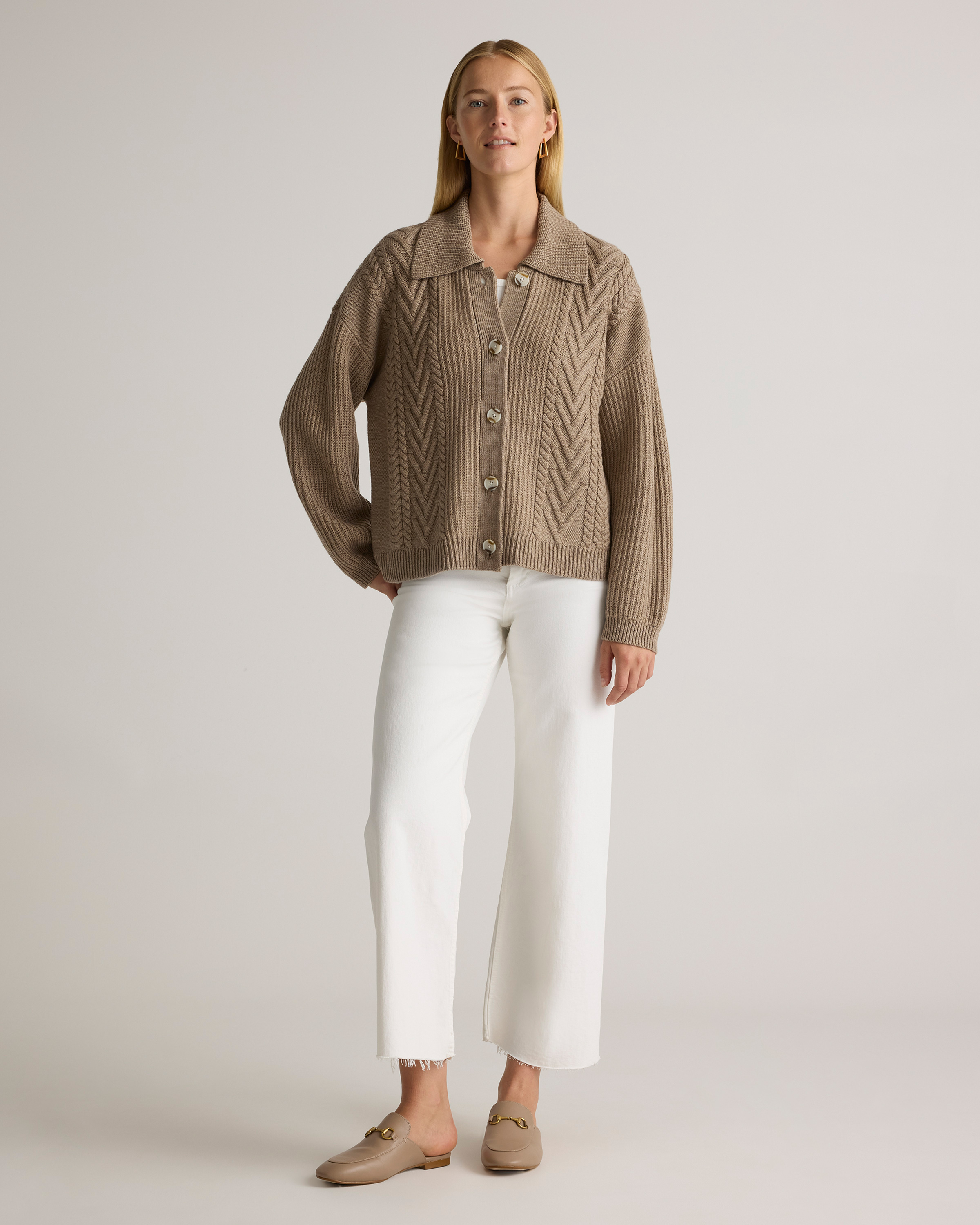 Australian Merino Wool Collared Cable Cardigan — Image 22
