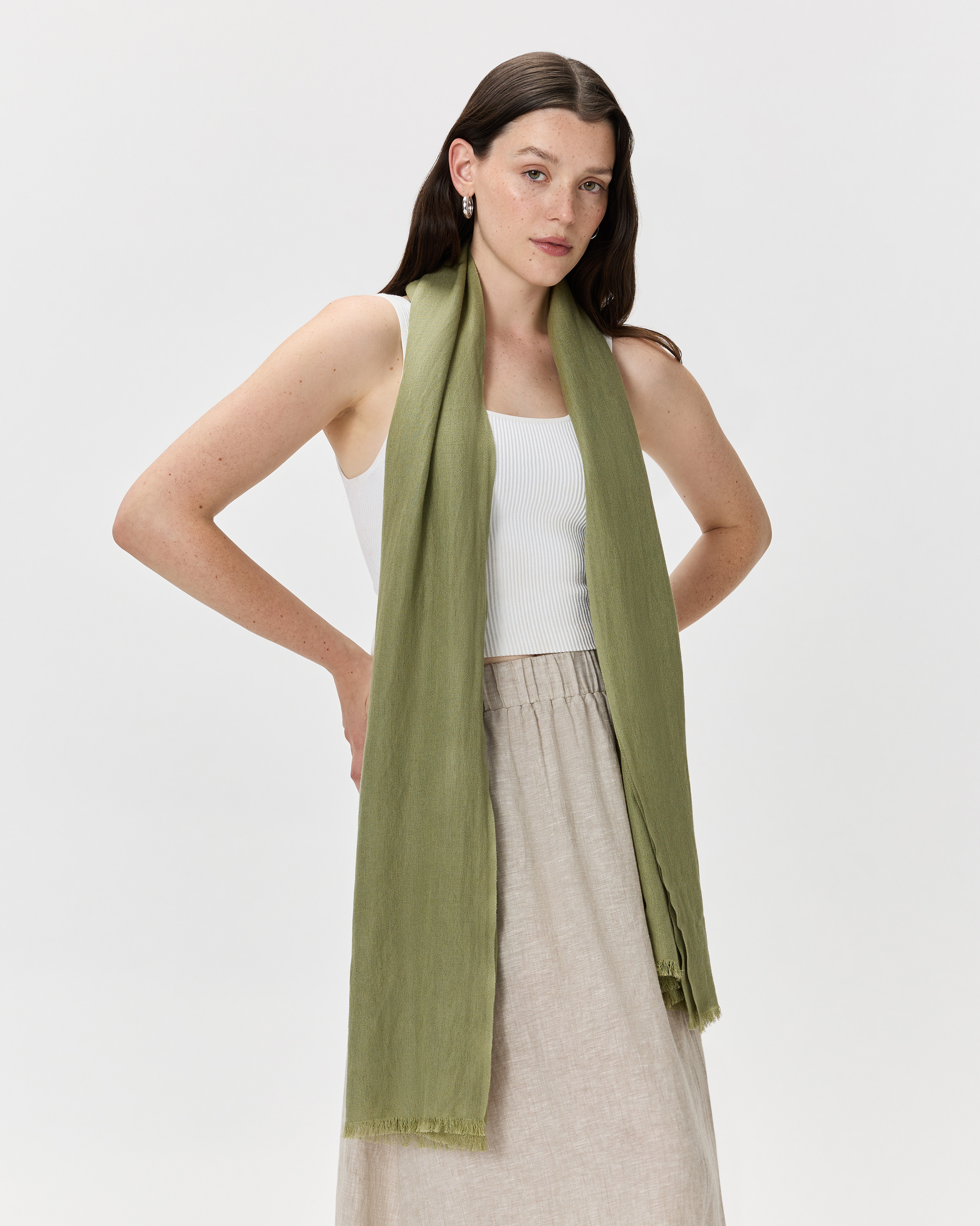 Featherweight Cashmere Silk Frayed Edge Scarf — Image 27