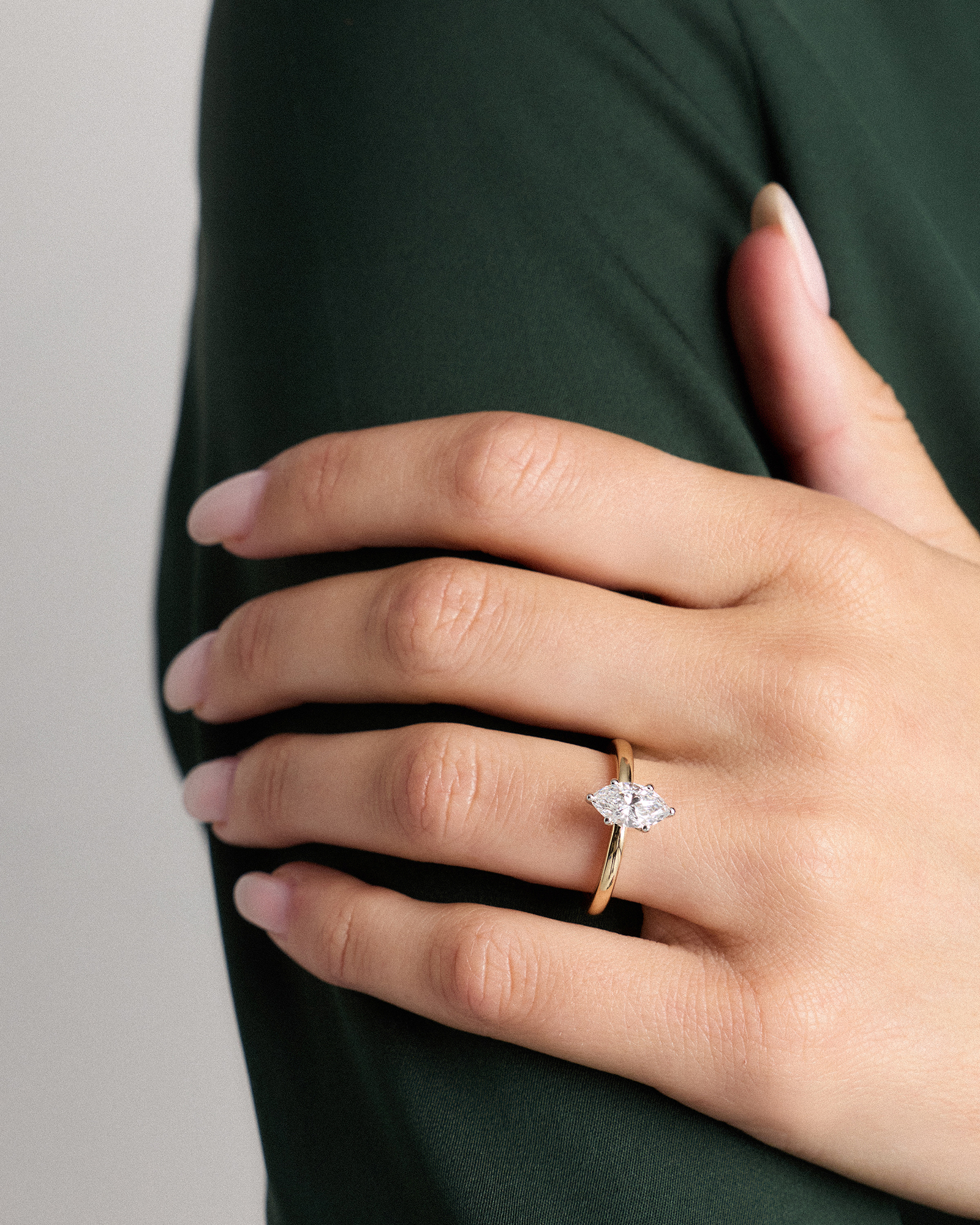 Lab Grown Diamond Marquise Comfort Fit Engagement Ring - 1ct — Image 4