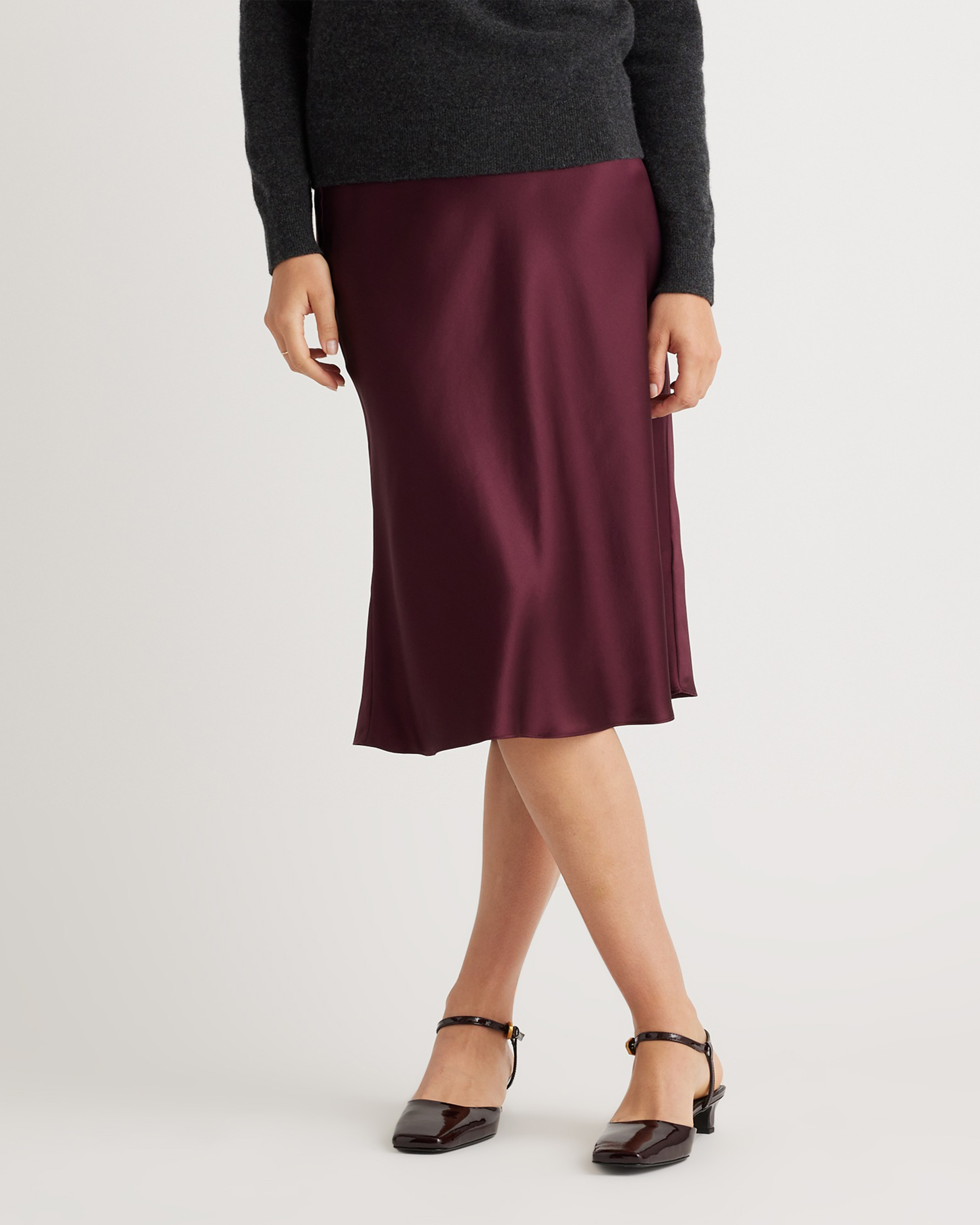 forest-green 100% Washable Silk Skirt — Image 88