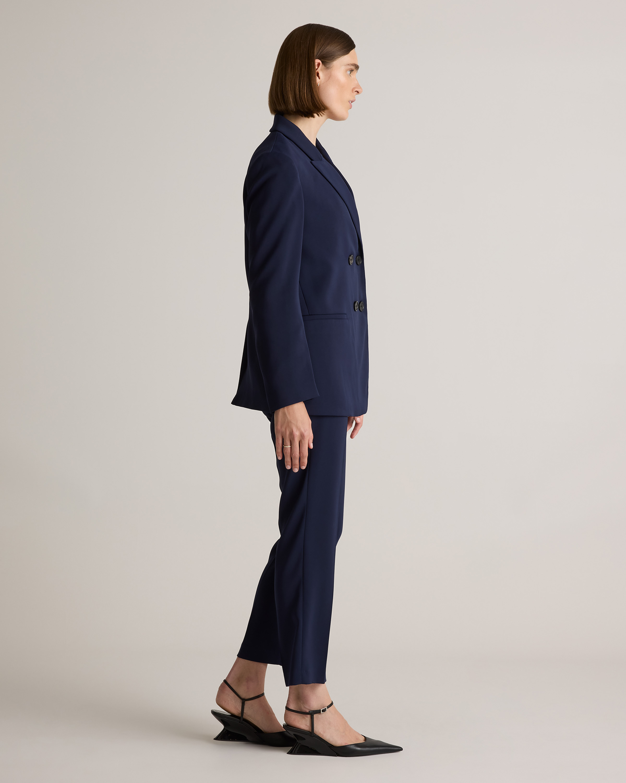 Stretch Crepe Relaxed Double-Breasted Blazer — Image 43