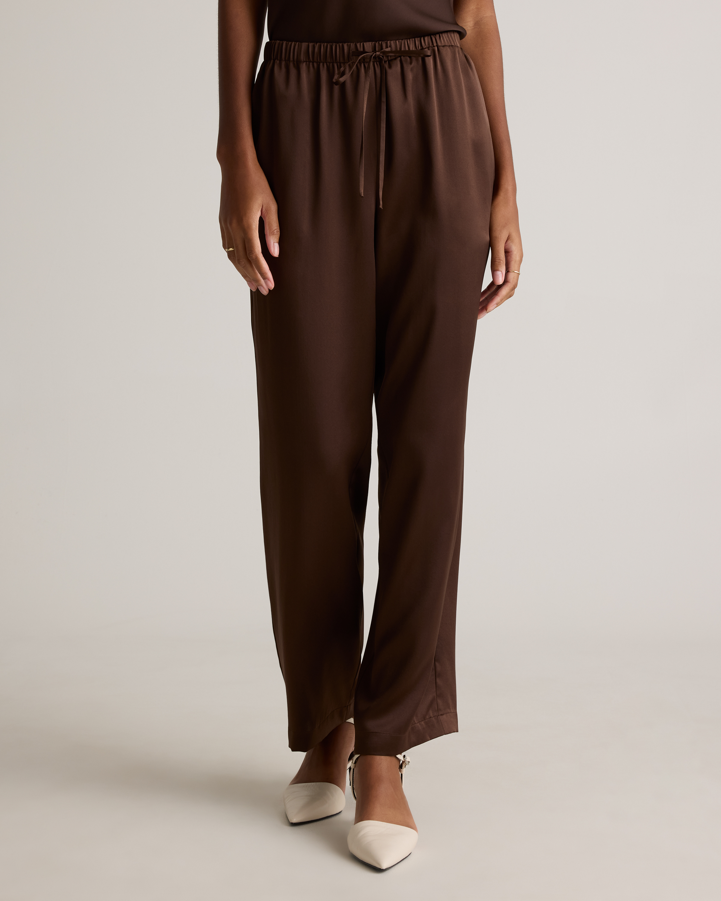 100% Washable Silk Drawstring Wide Leg Pants — Image 41