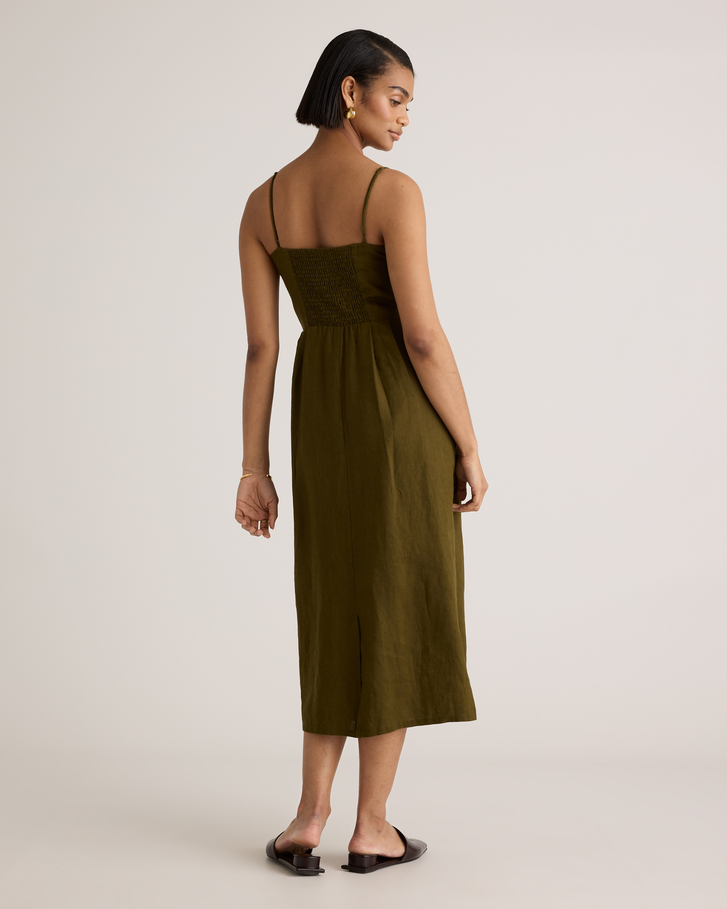 100% European Linen Scoop Neck Midi Dress — Image 39