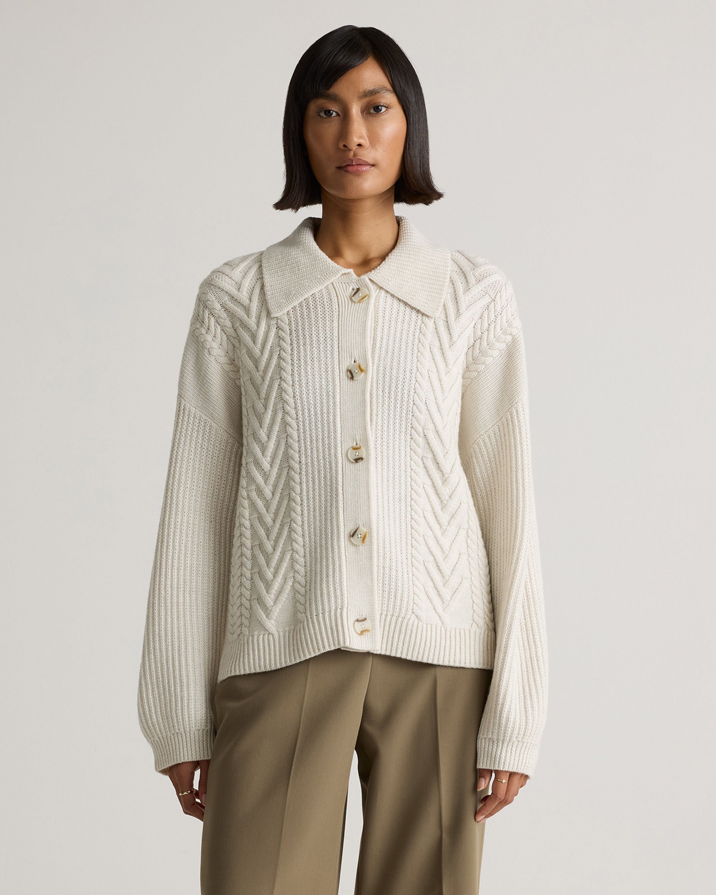 Australian Merino Wool Collared Cable Cardigan — Image 19