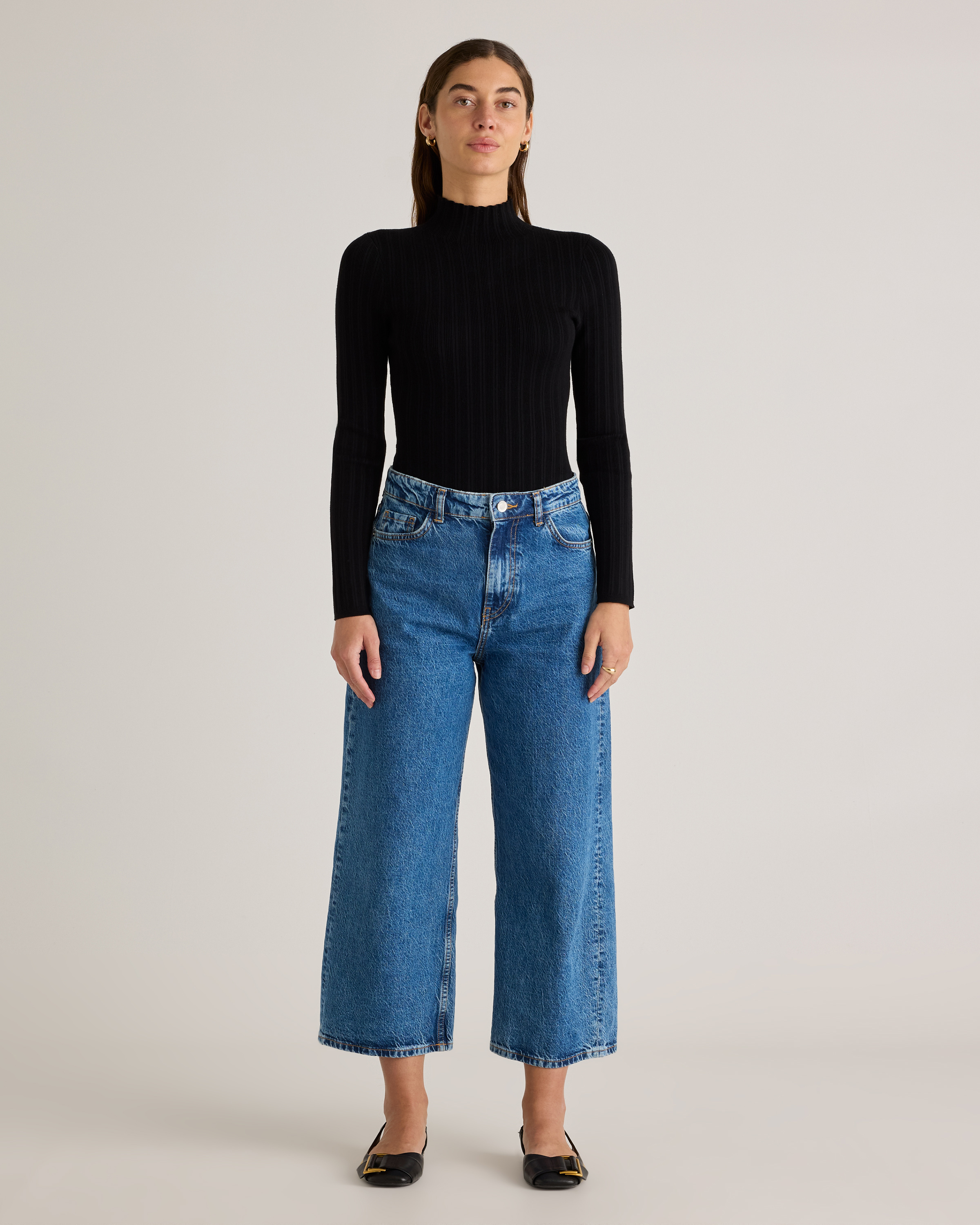 Cotton Cashmere Ribbed Turtleneck Bodysuit — Image 6