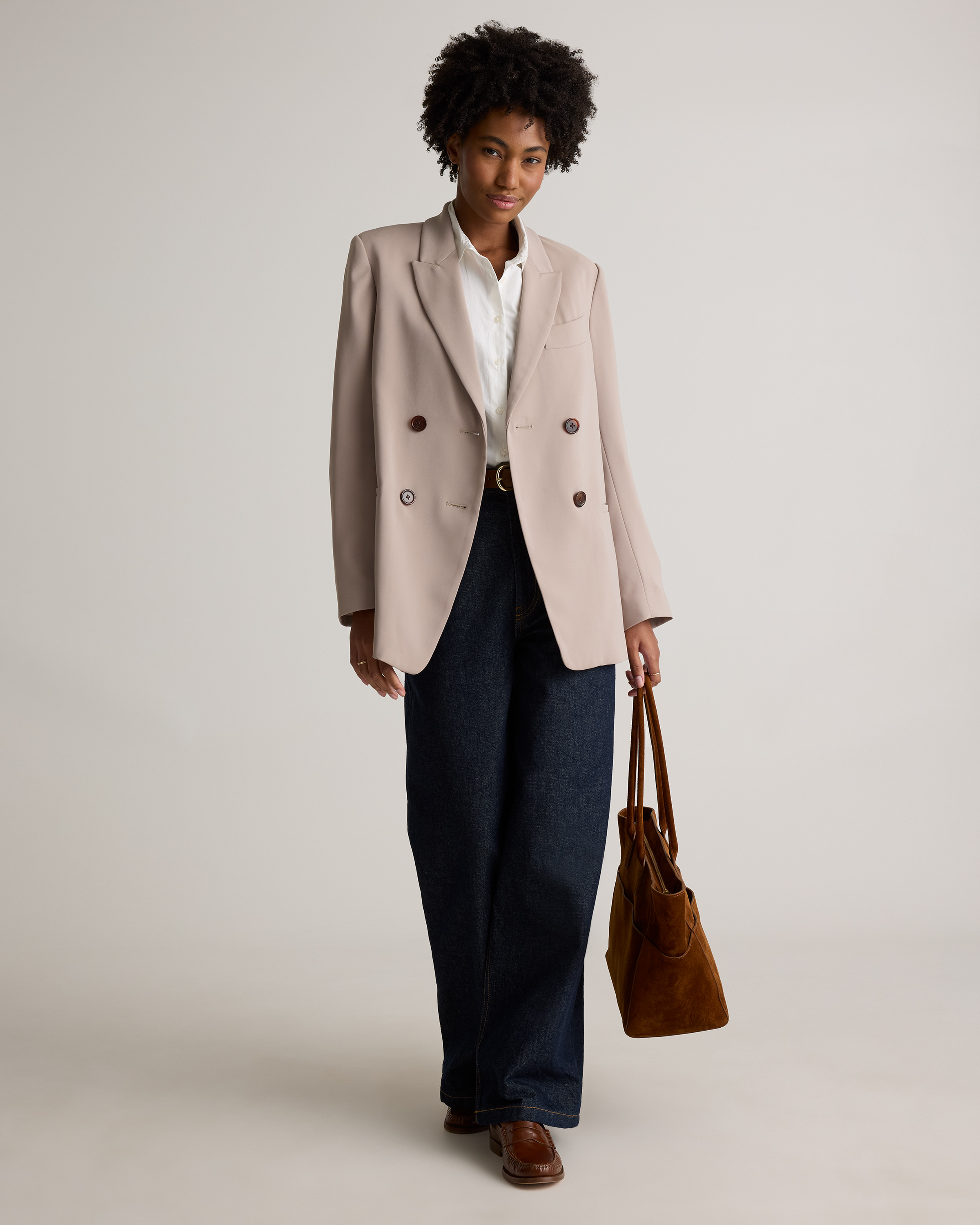 Stretch Crepe Relaxed Double-Breasted Blazer — Image 19