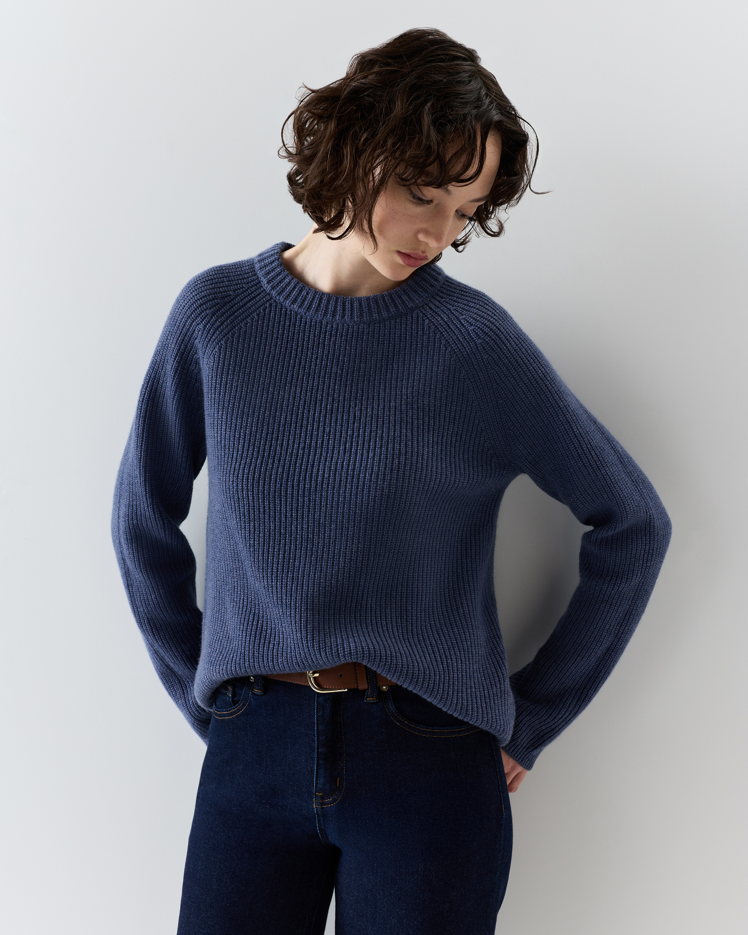 Mongolian Cashmere Fisherman Crewneck Sweater — Image 12