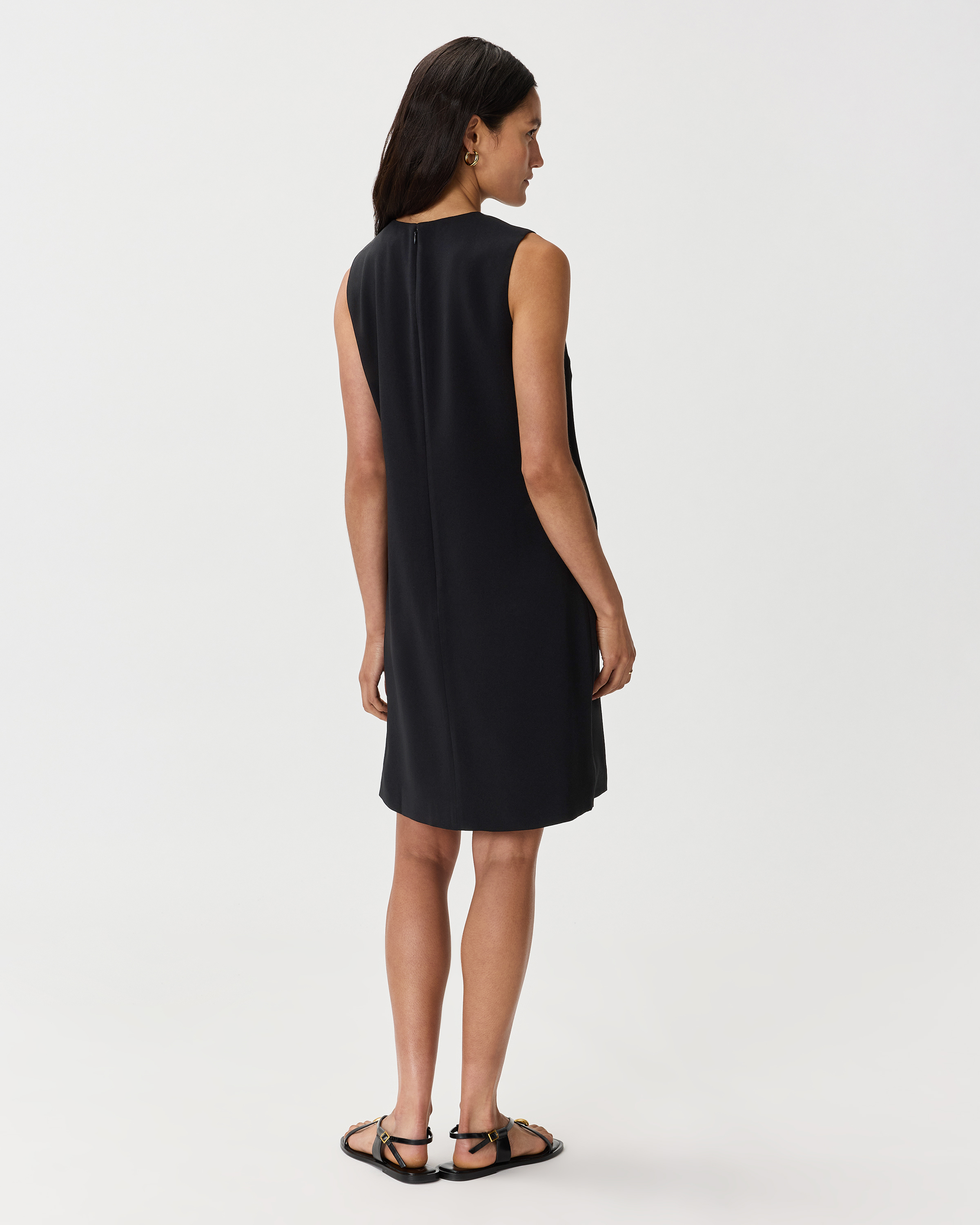 Fluid Crepe Sleeveless Shift Dress — Image 16