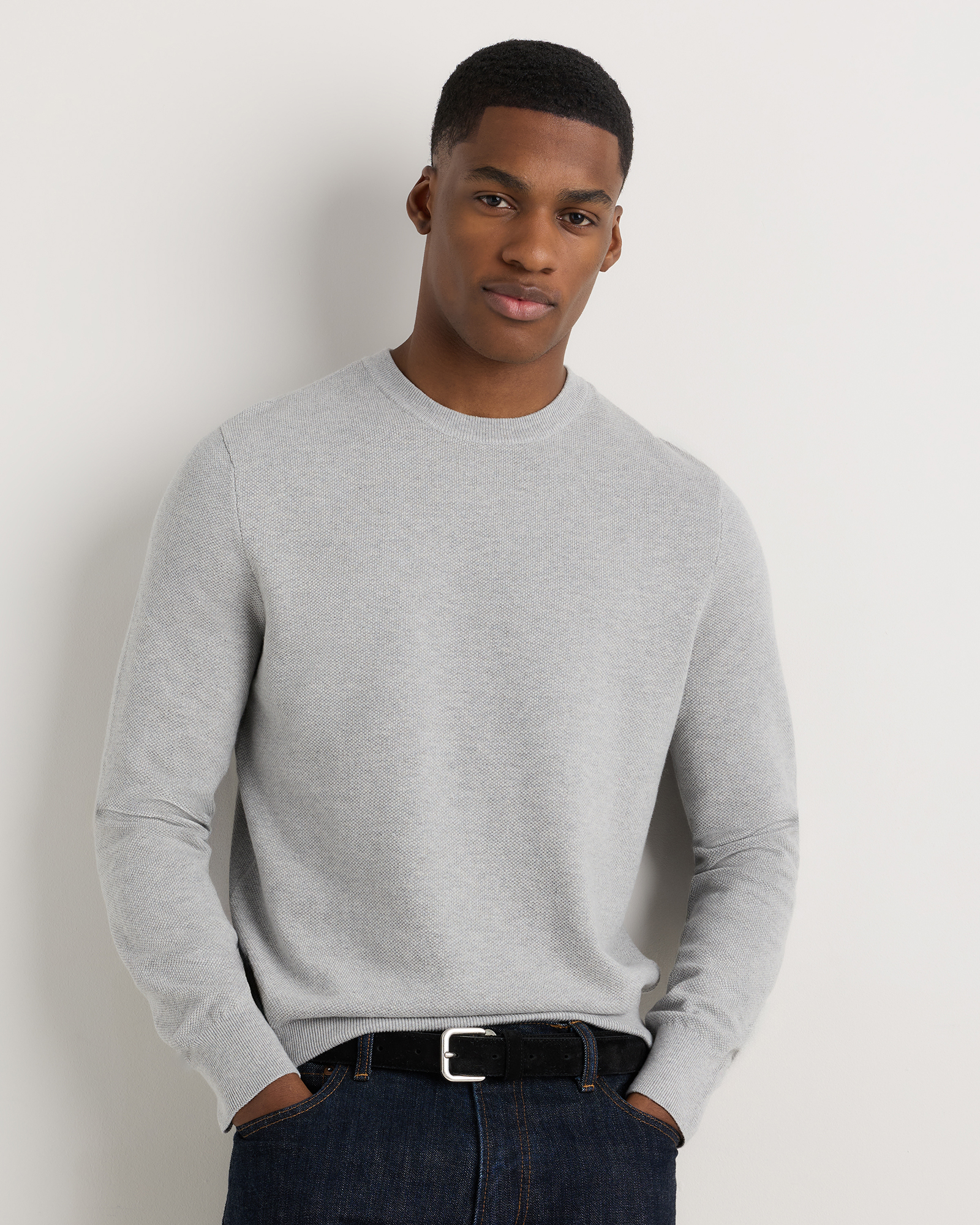 100% Organic Cotton Pique Crewneck Sweater — Image 20