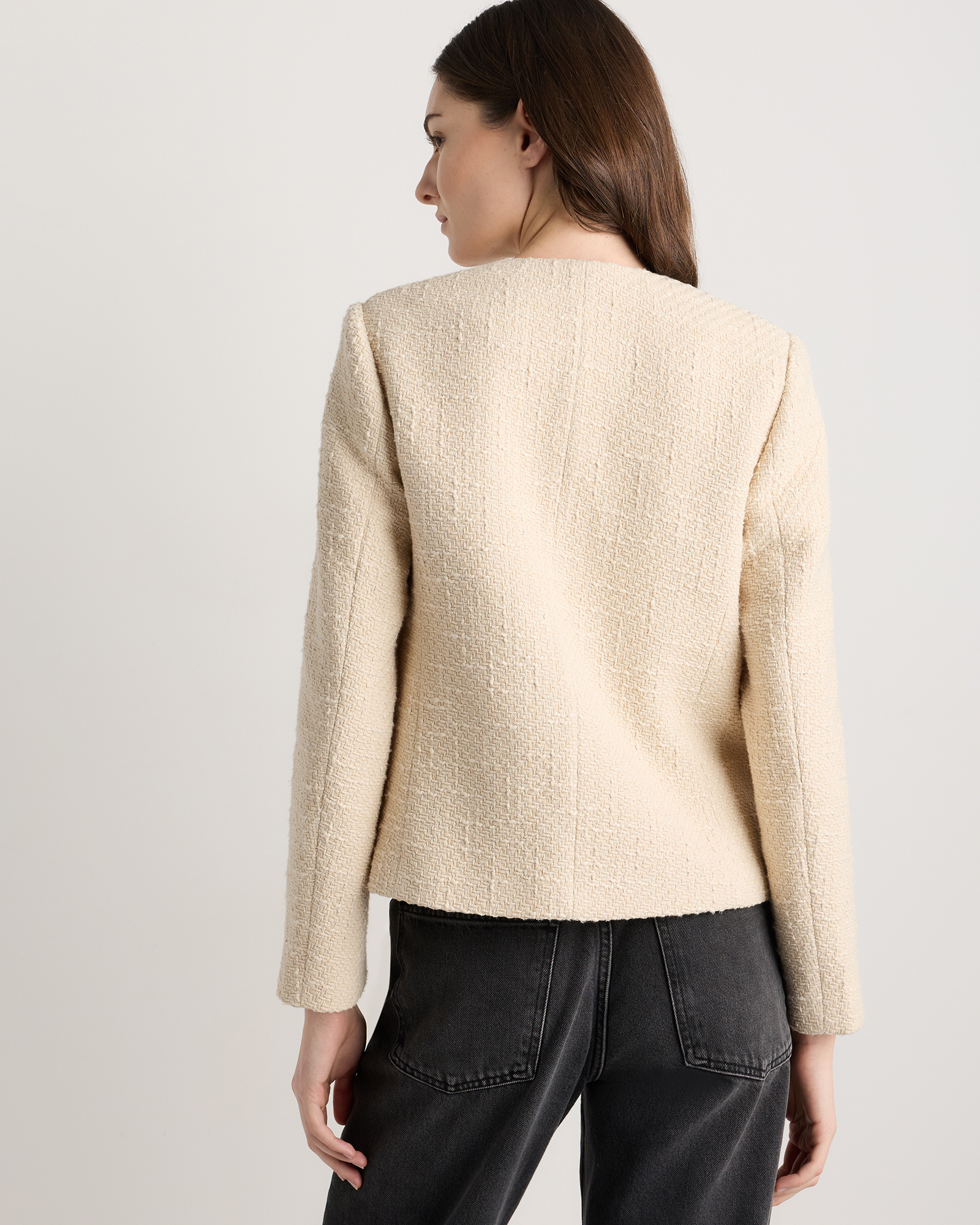 Tweed Collarless Jacket — Image 4