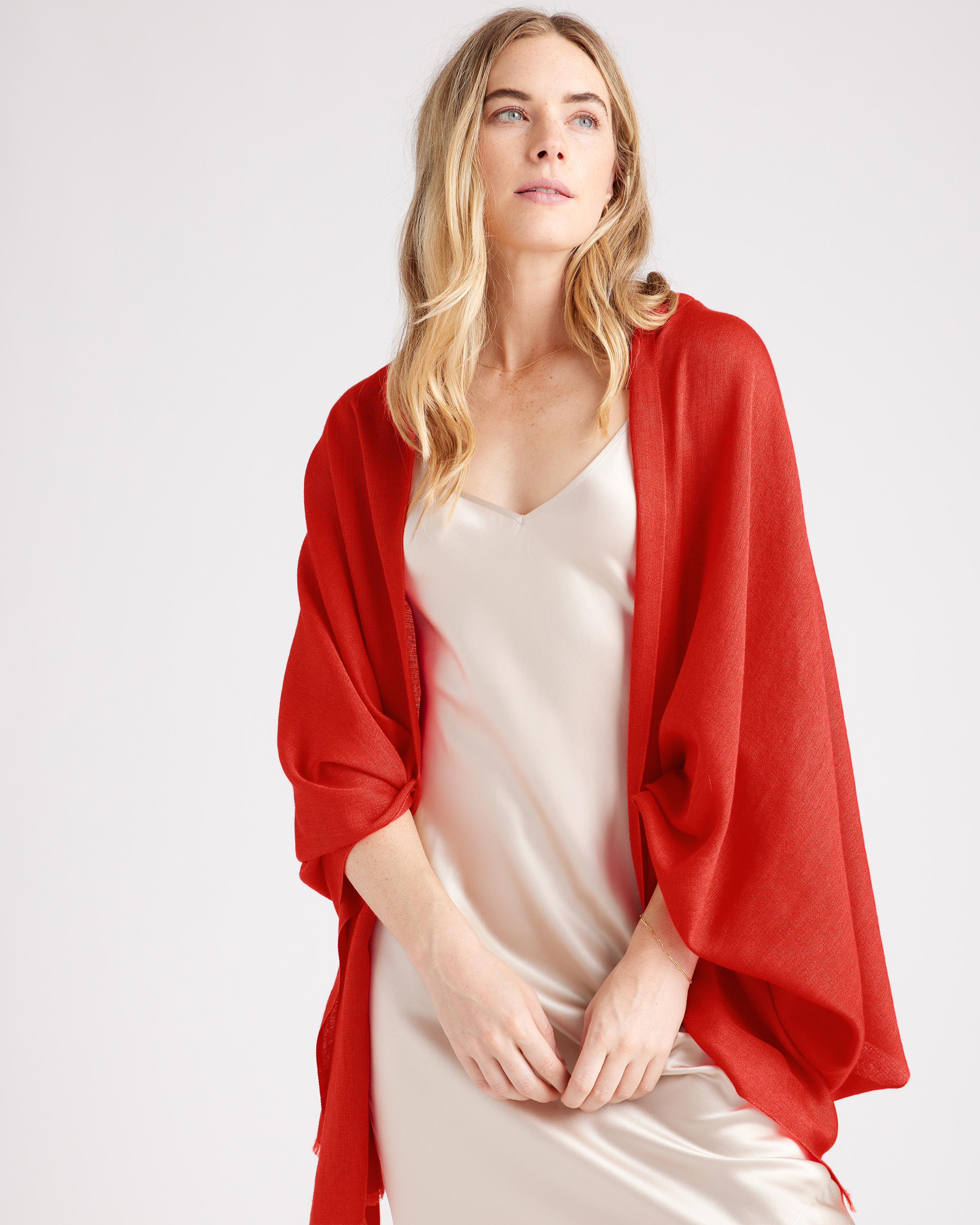 Featherweight Cashmere Silk Frayed Edge Scarf — Image 20