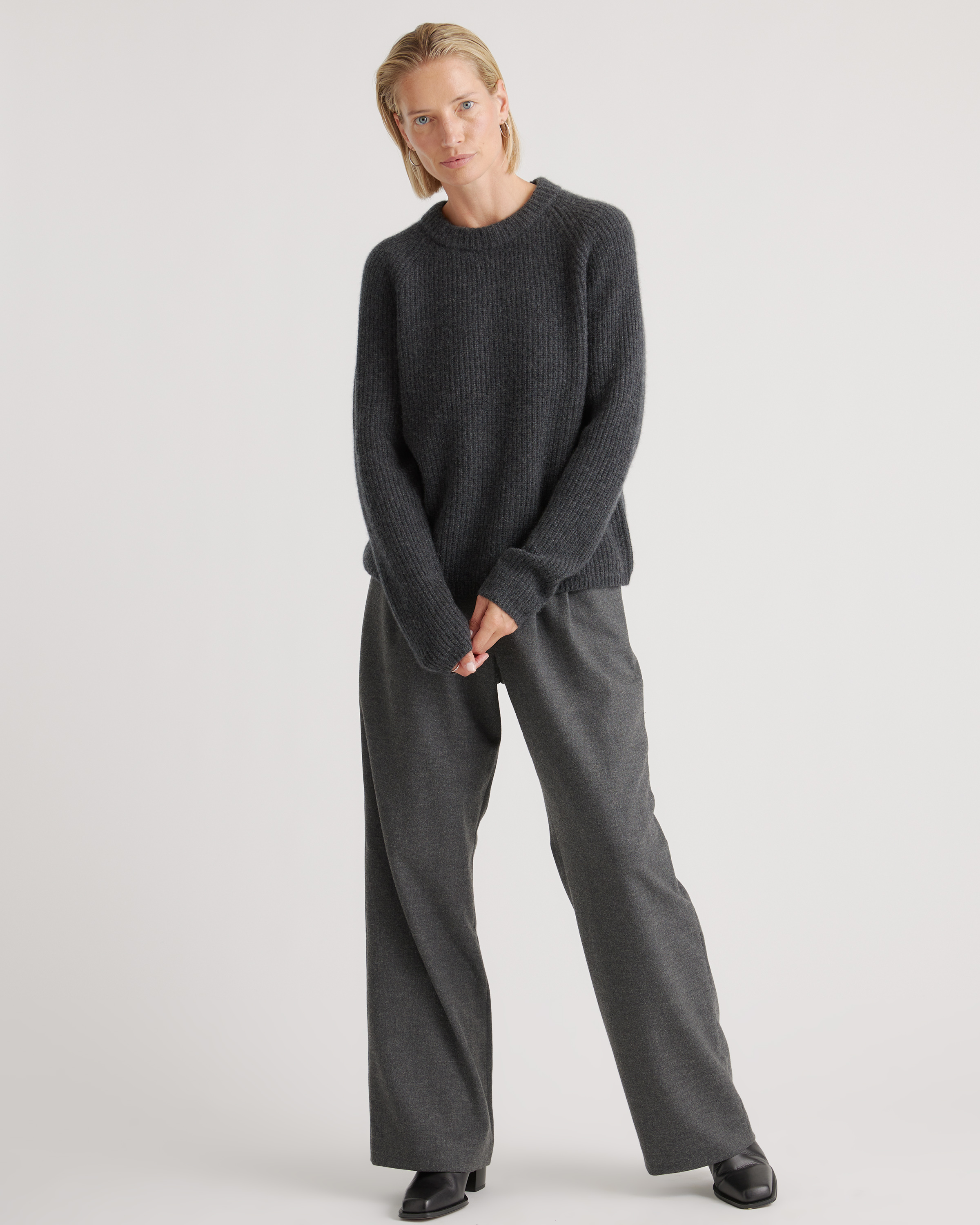 Mongolian Cashmere Fisherman Crewneck Sweater — Image 59