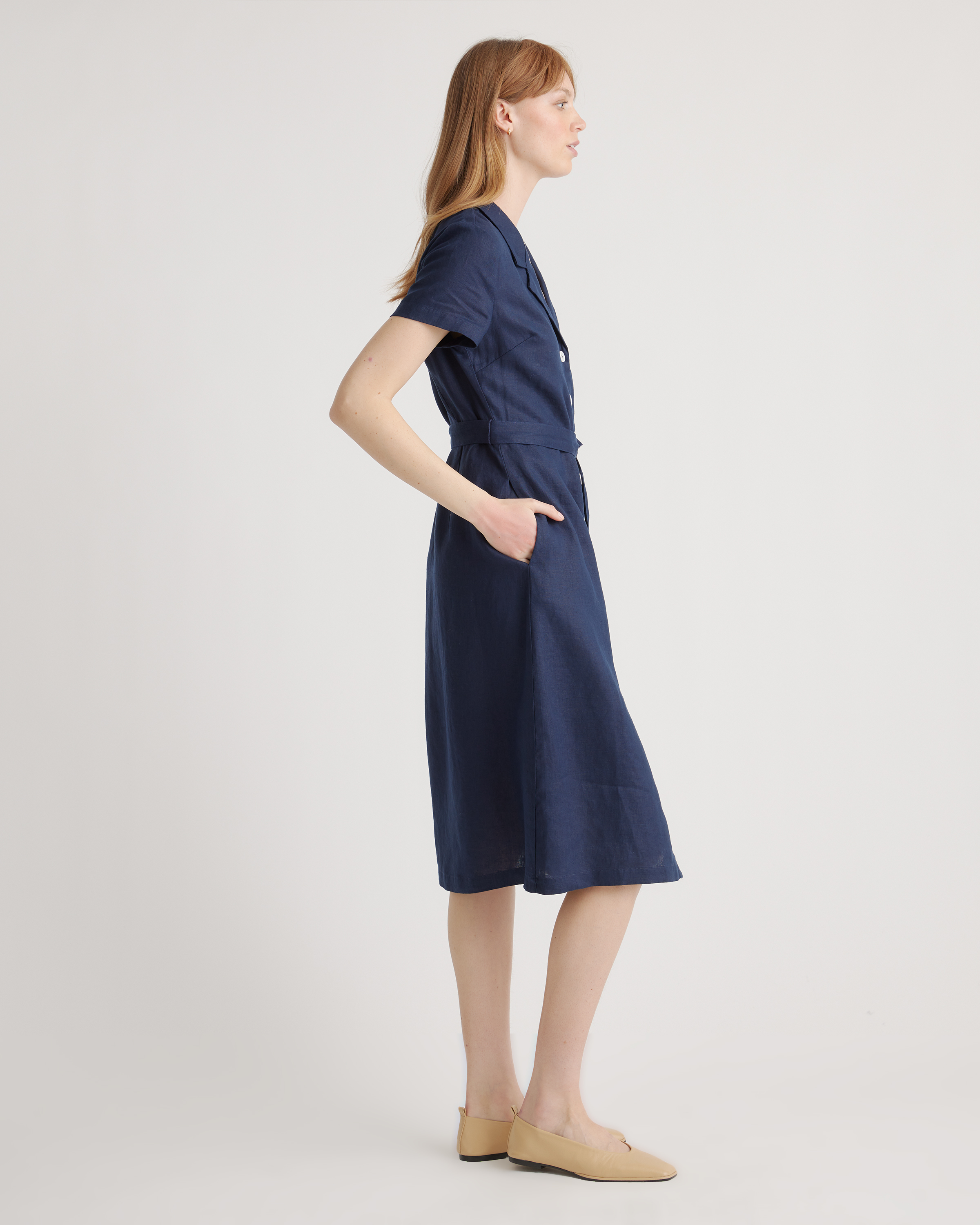 100% European Linen Button Front Dress — Image 50