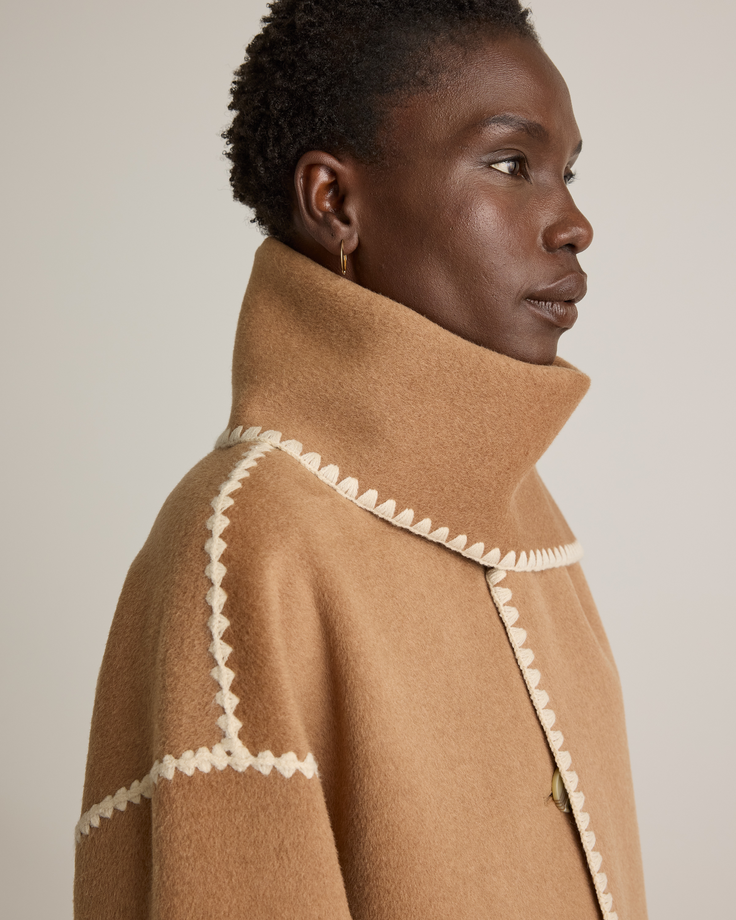 Double-Faced Merino Wool Scarf Coat — Image 7