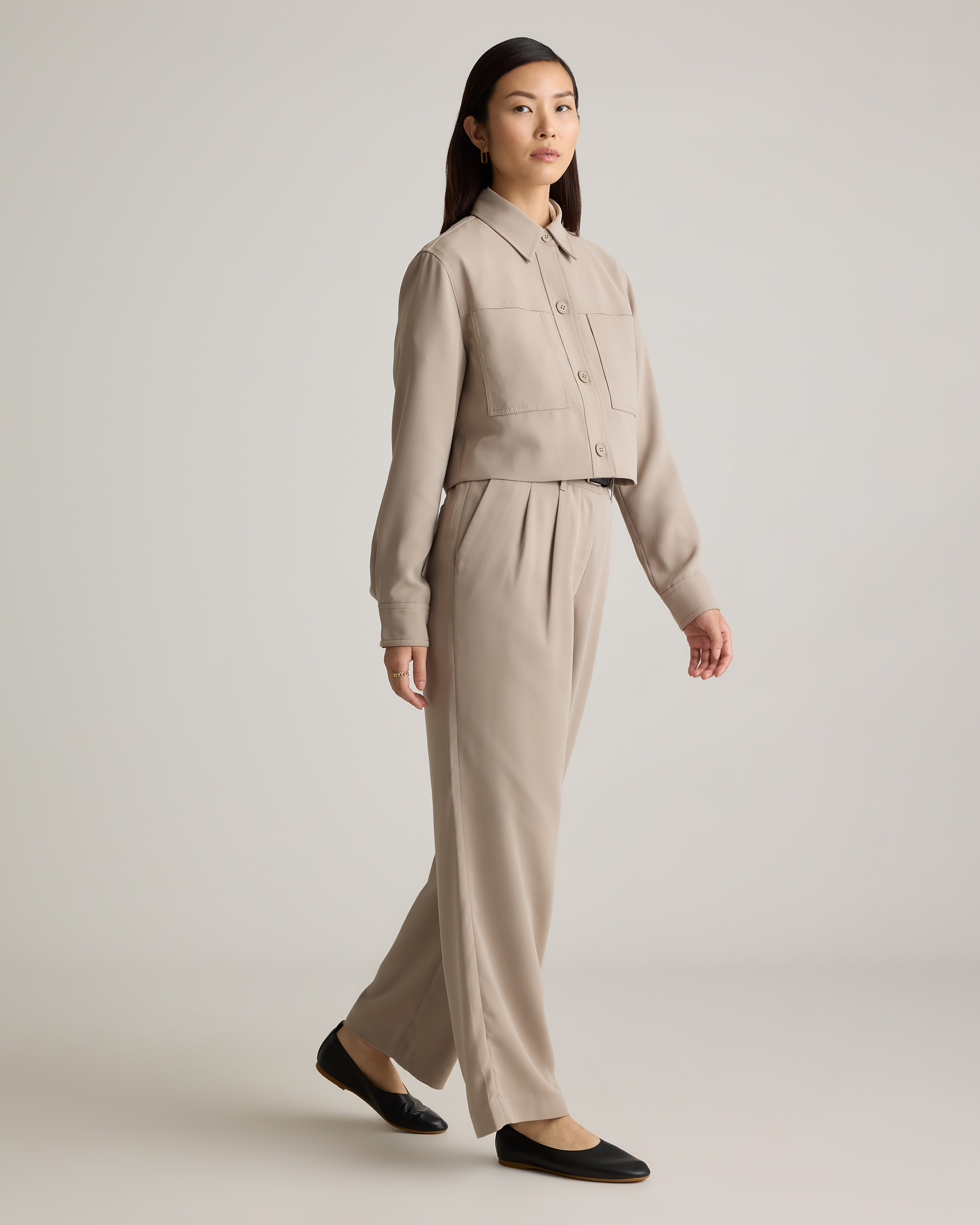 Stretch Crepe Cropped Jacket — Image 17