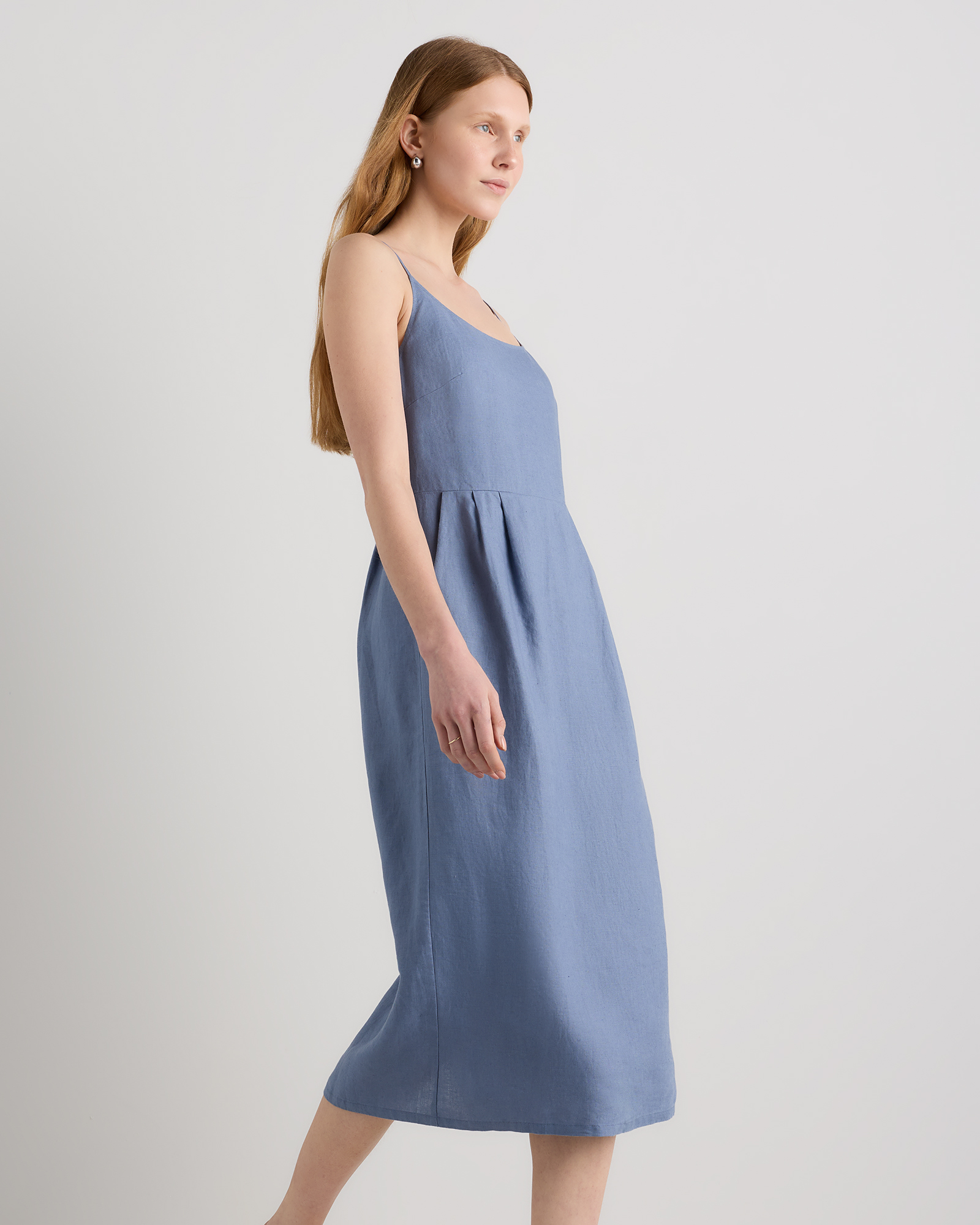 100% European Linen Scoop Neck Midi Dress — Image 54