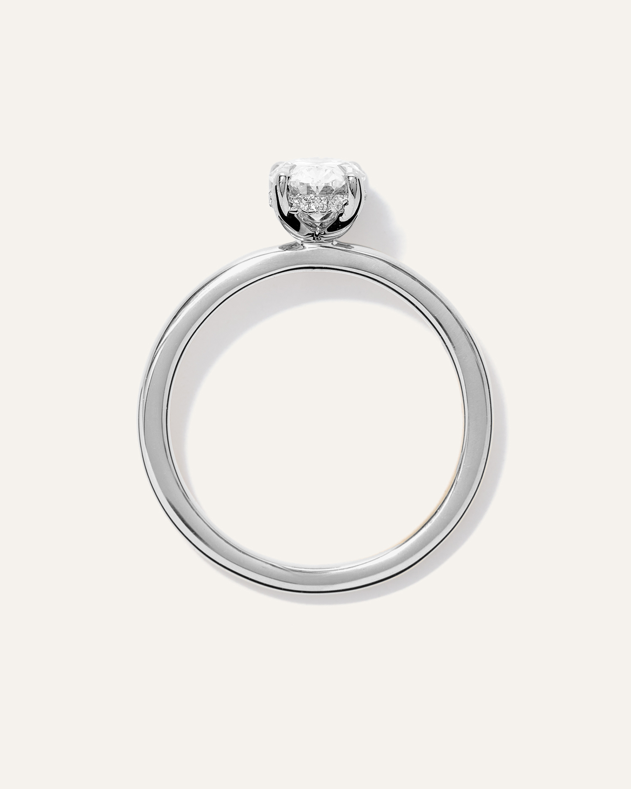 Lab Grown Diamond Oval Petite Hidden Halo Engagement Ring - 1ct — Image 7