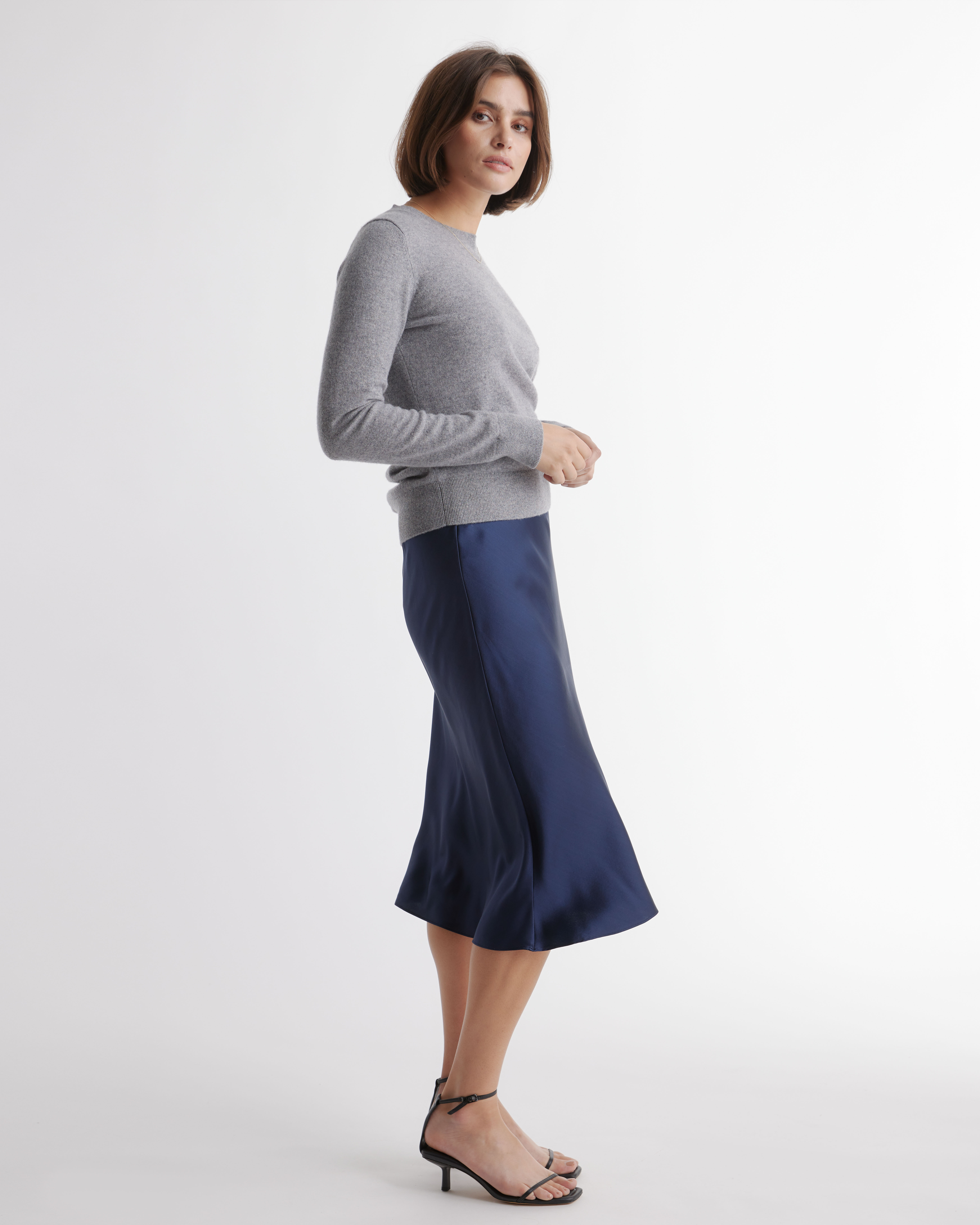 forest-green 100% Washable Silk Skirt — Image 9
