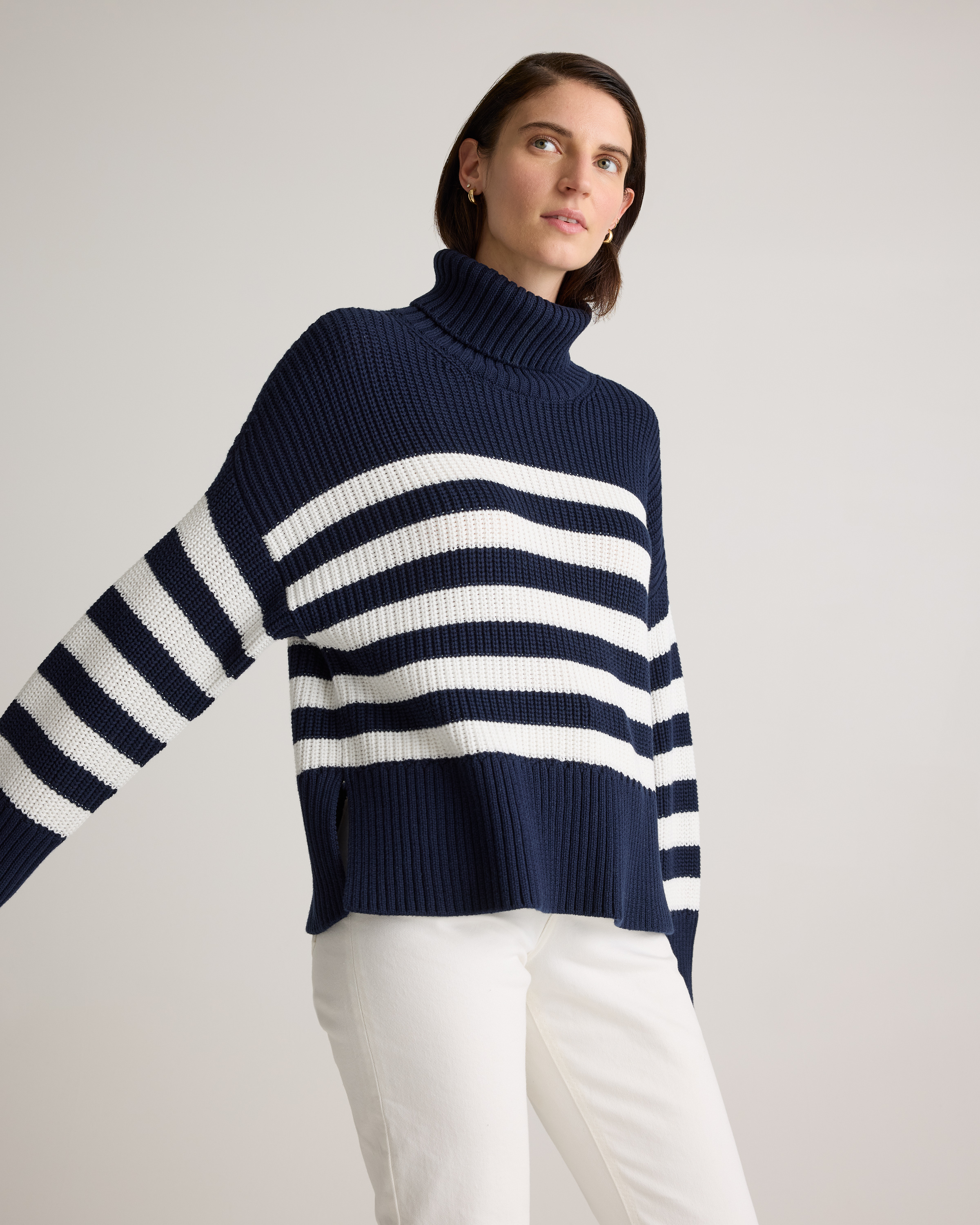 100% Organic Cotton Split Hem Turtleneck Sweater — Image 8